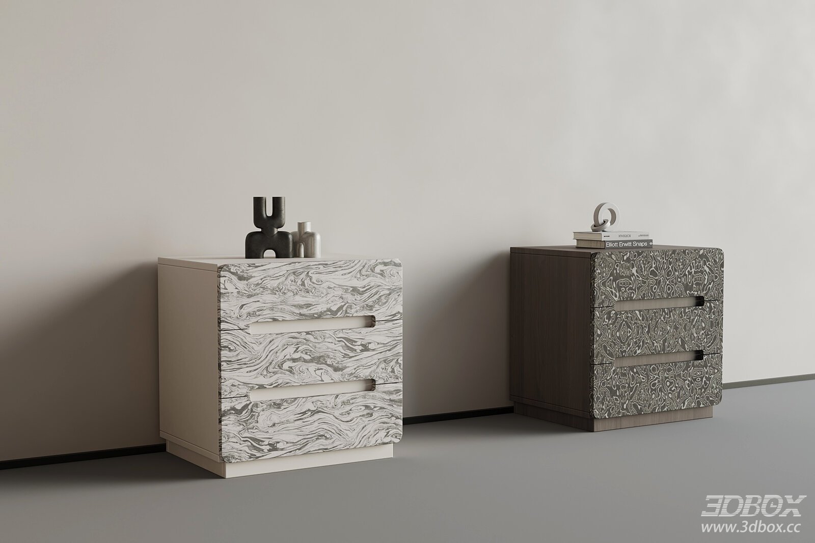 Modern Italian Style Marble Pattern Nightstand Side Table