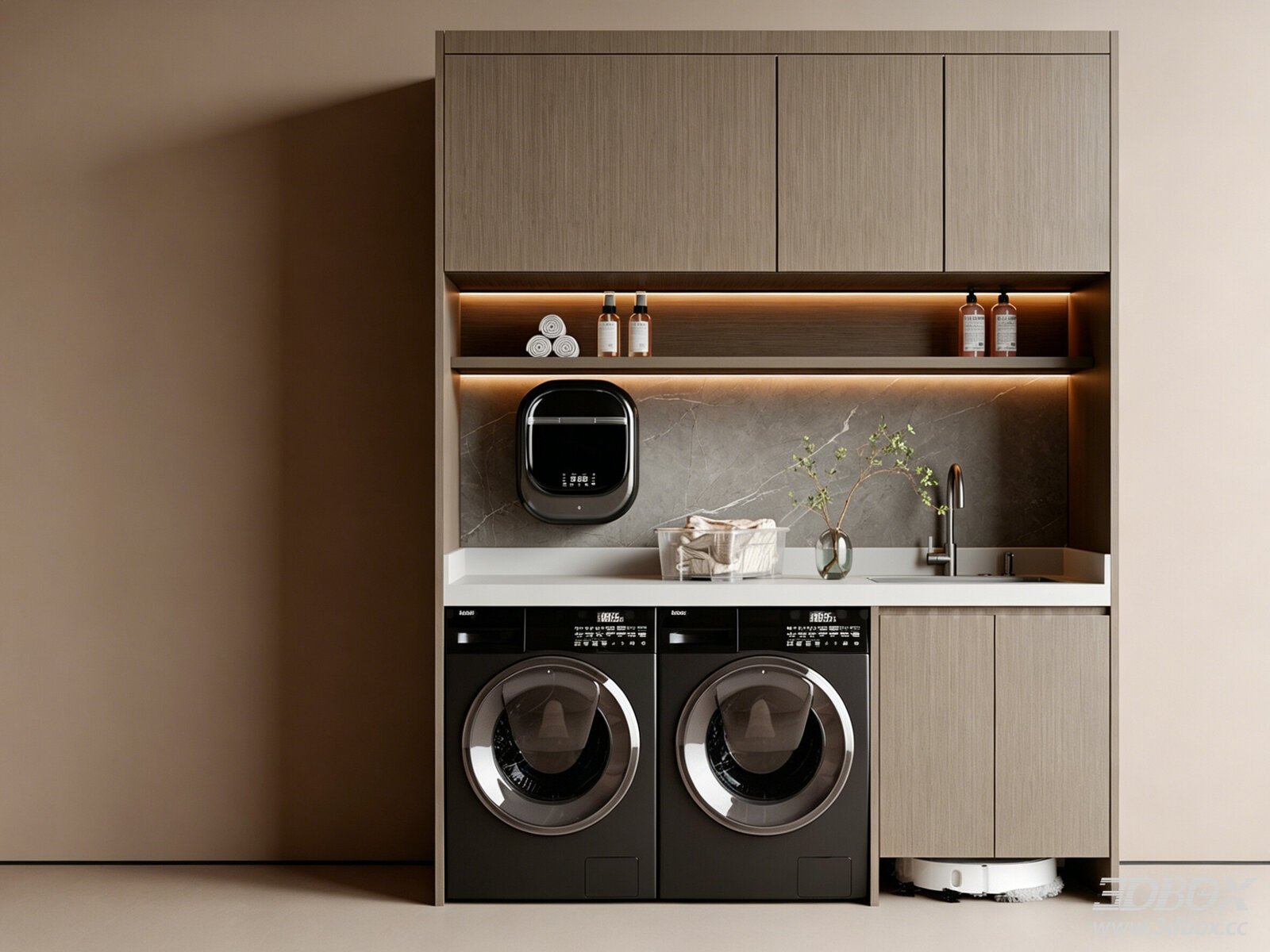 Modern Italian Style Laundry Washing Machine Cabinet