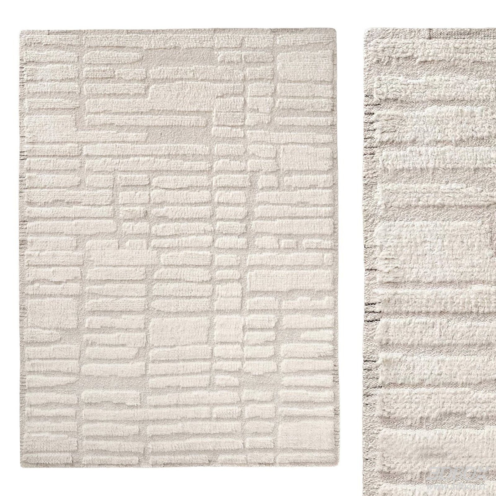 Modern Textured Beige Geometric Carpet