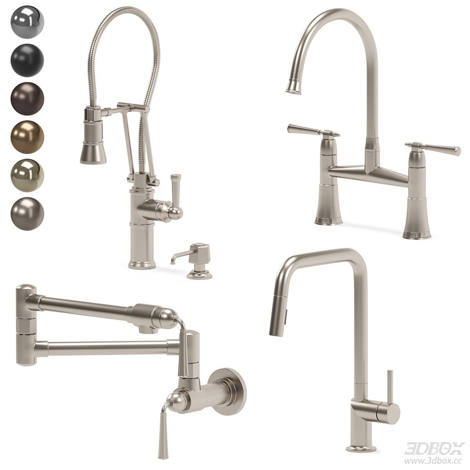 Modern Brushed Nickel Kitchen Faucet Set