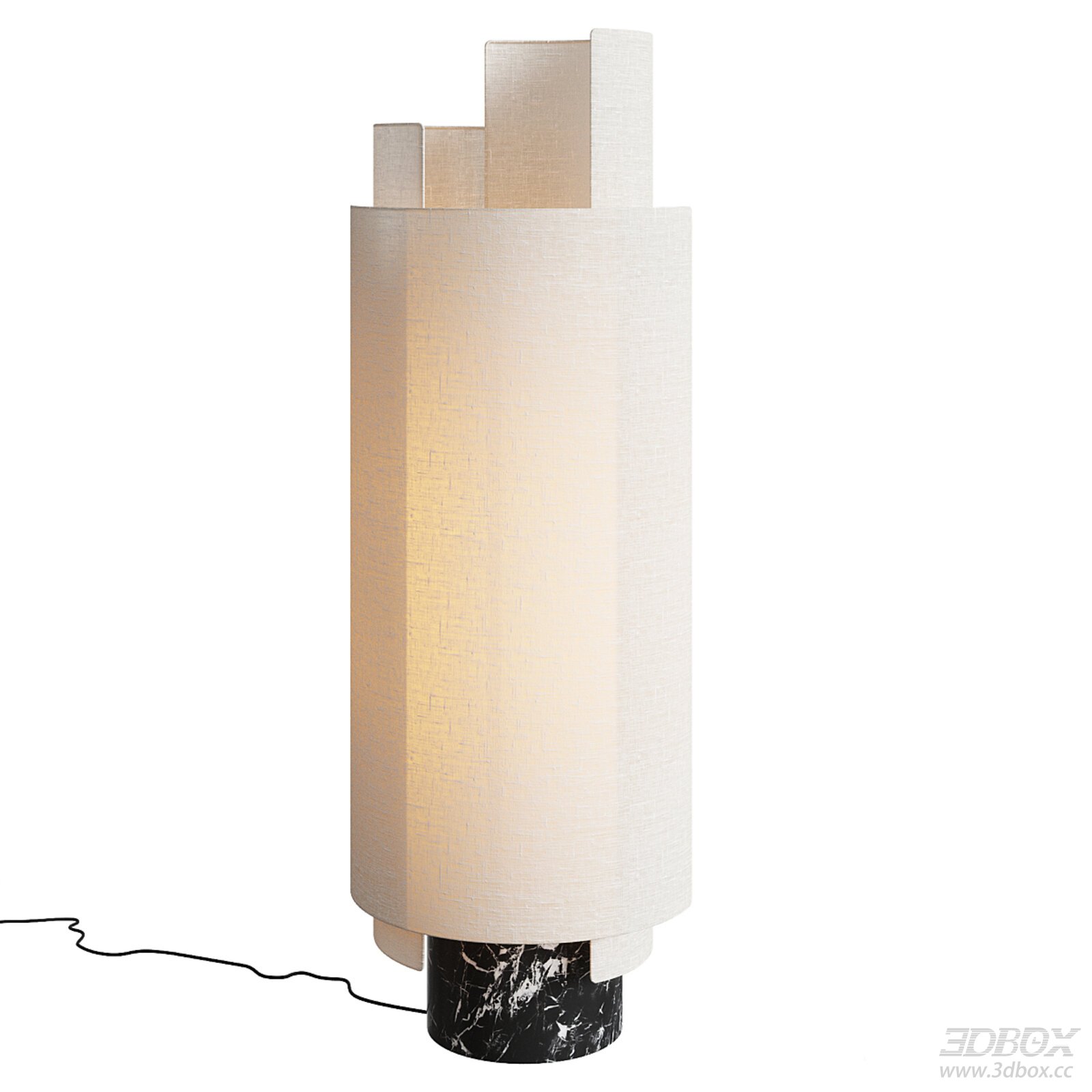 Wabi Sabi Style Fabric Floor Lamp Marble Base Decor Light