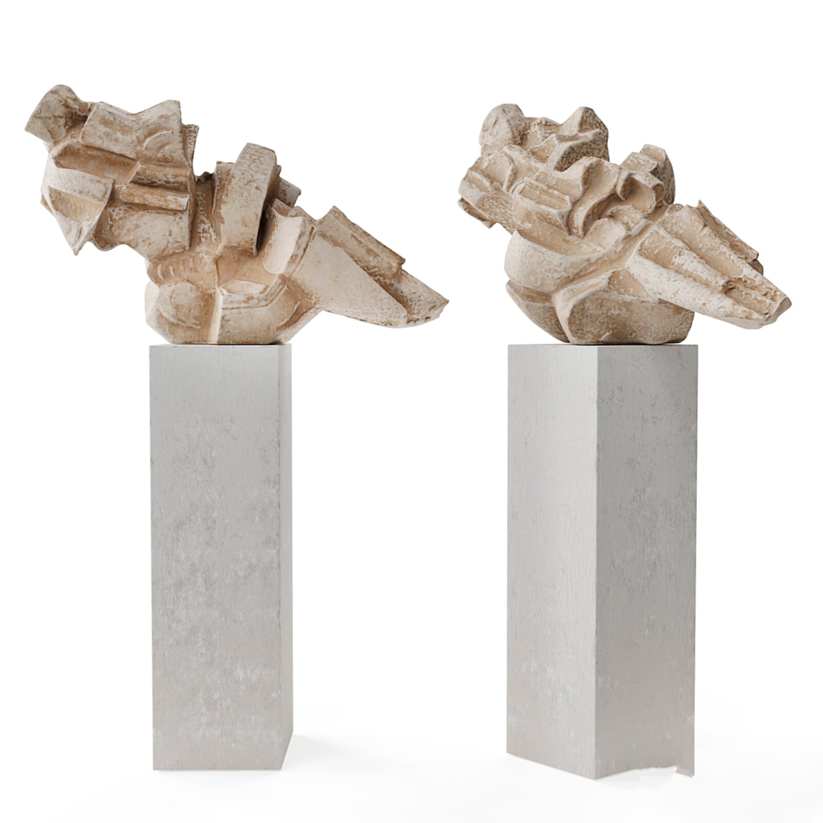 Abstract Stone Sculpture with Display Pedestal Set