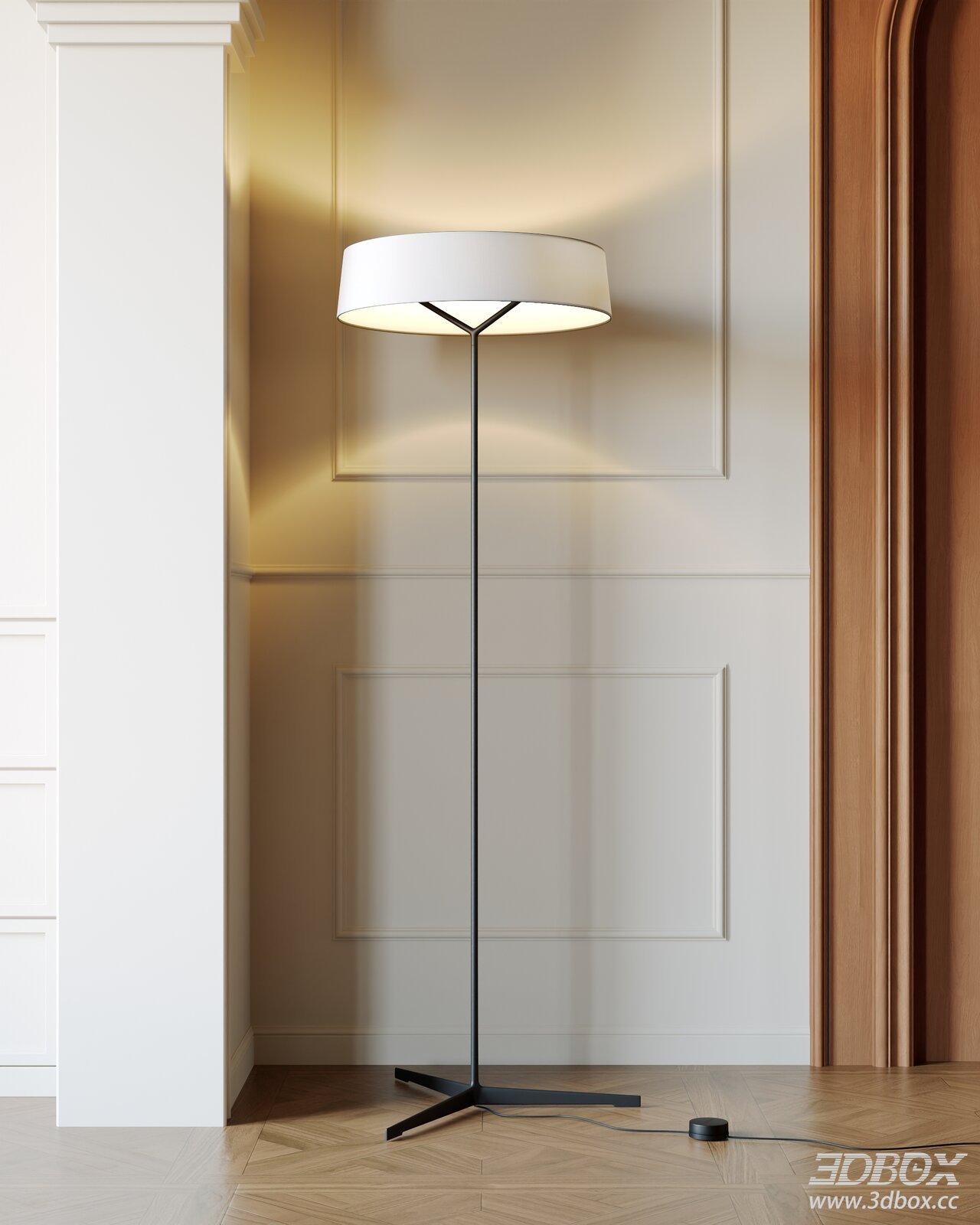 Modern French Style Fabric Shade Floor Lamp