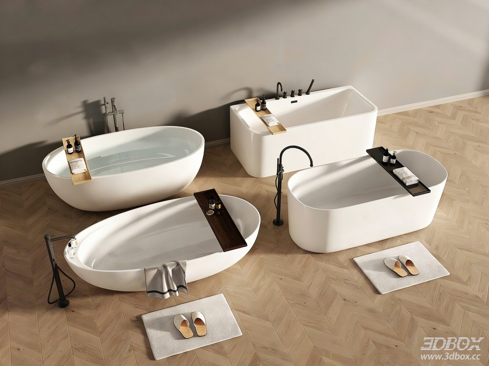Modern Freestanding Bathtub Set with Bathroom Accessories