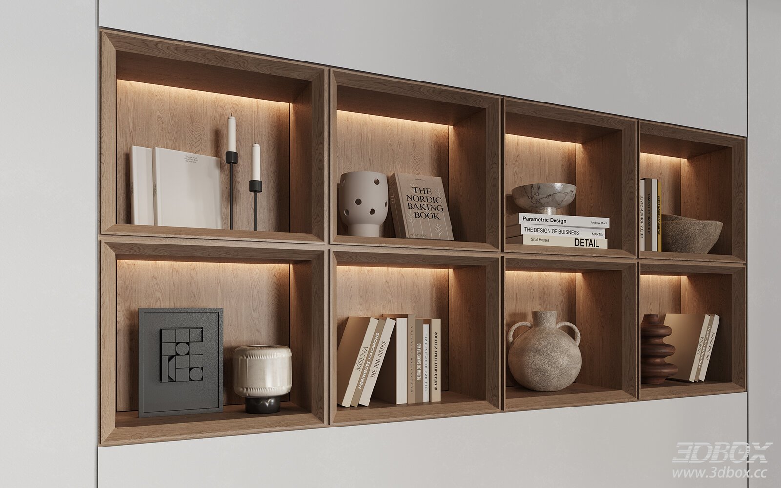 Wabi Sabi Built-in Display Shelf with Decor Set