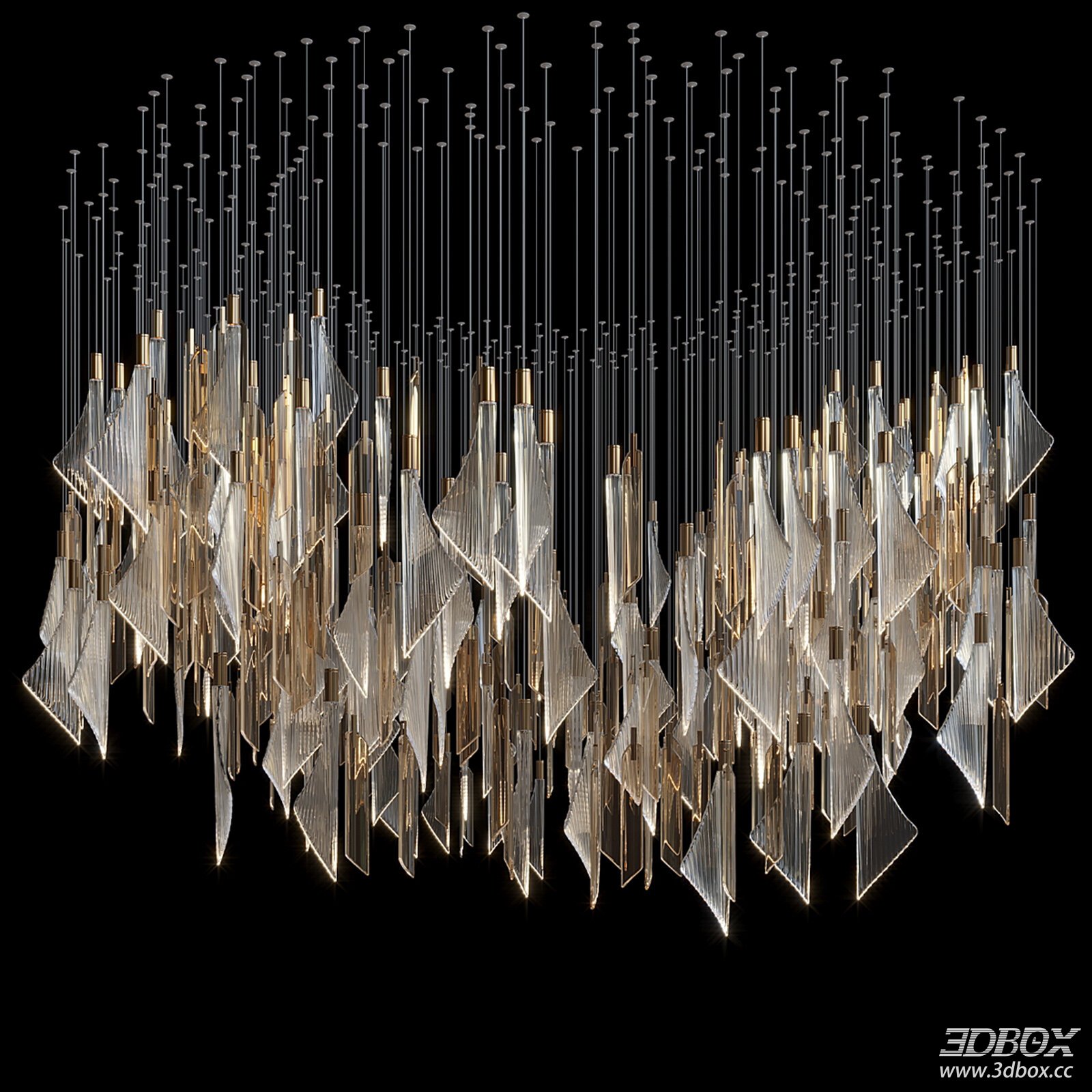 Modern Luxury Glass Brass Ceiling Chandelier