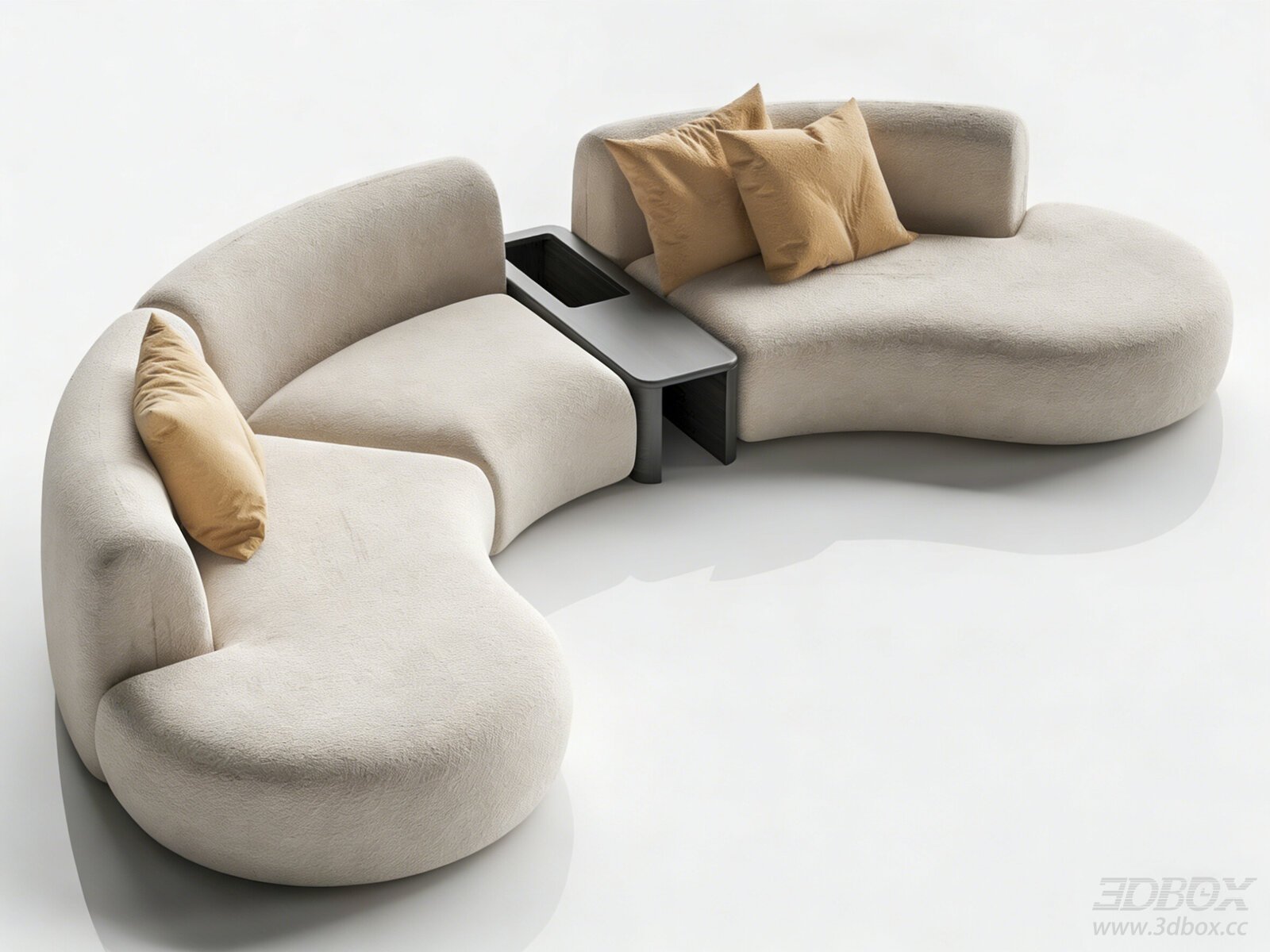 Modern Curved Modular Fabric Sofa Set