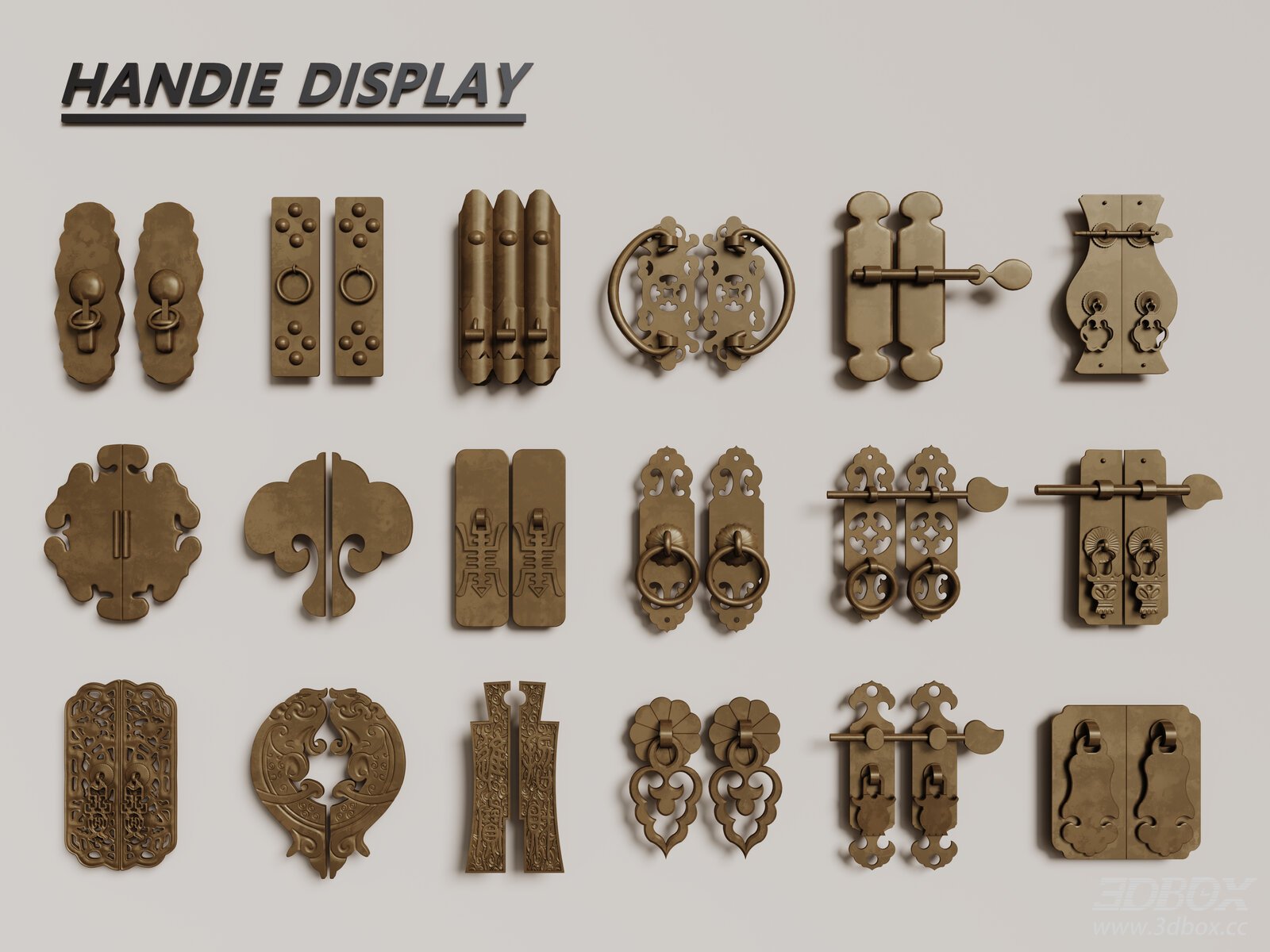 New Chinese Style Brass Door Handle and Lock Set