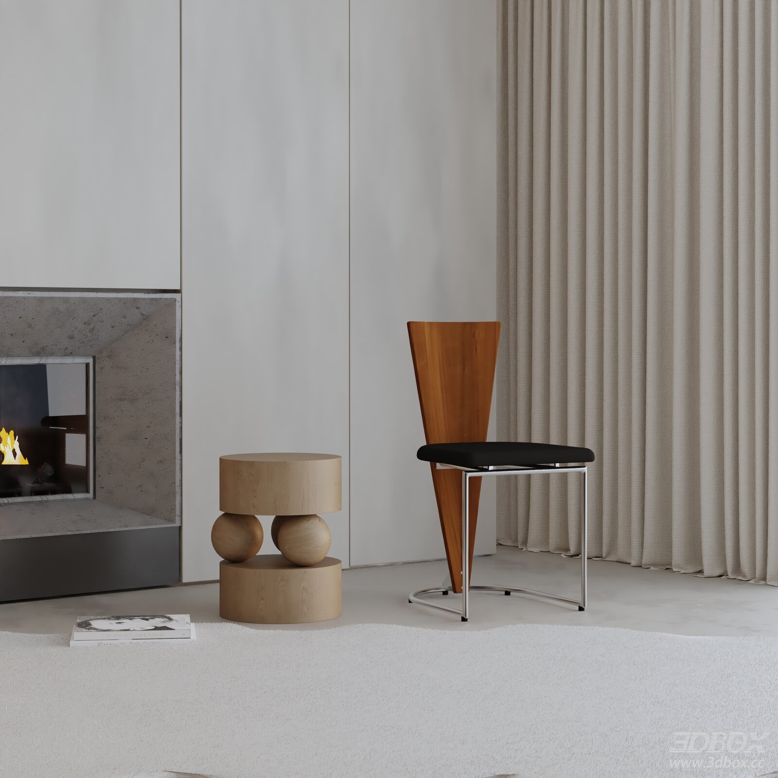 Modern Wooden Backrest Chair with Metal Frame