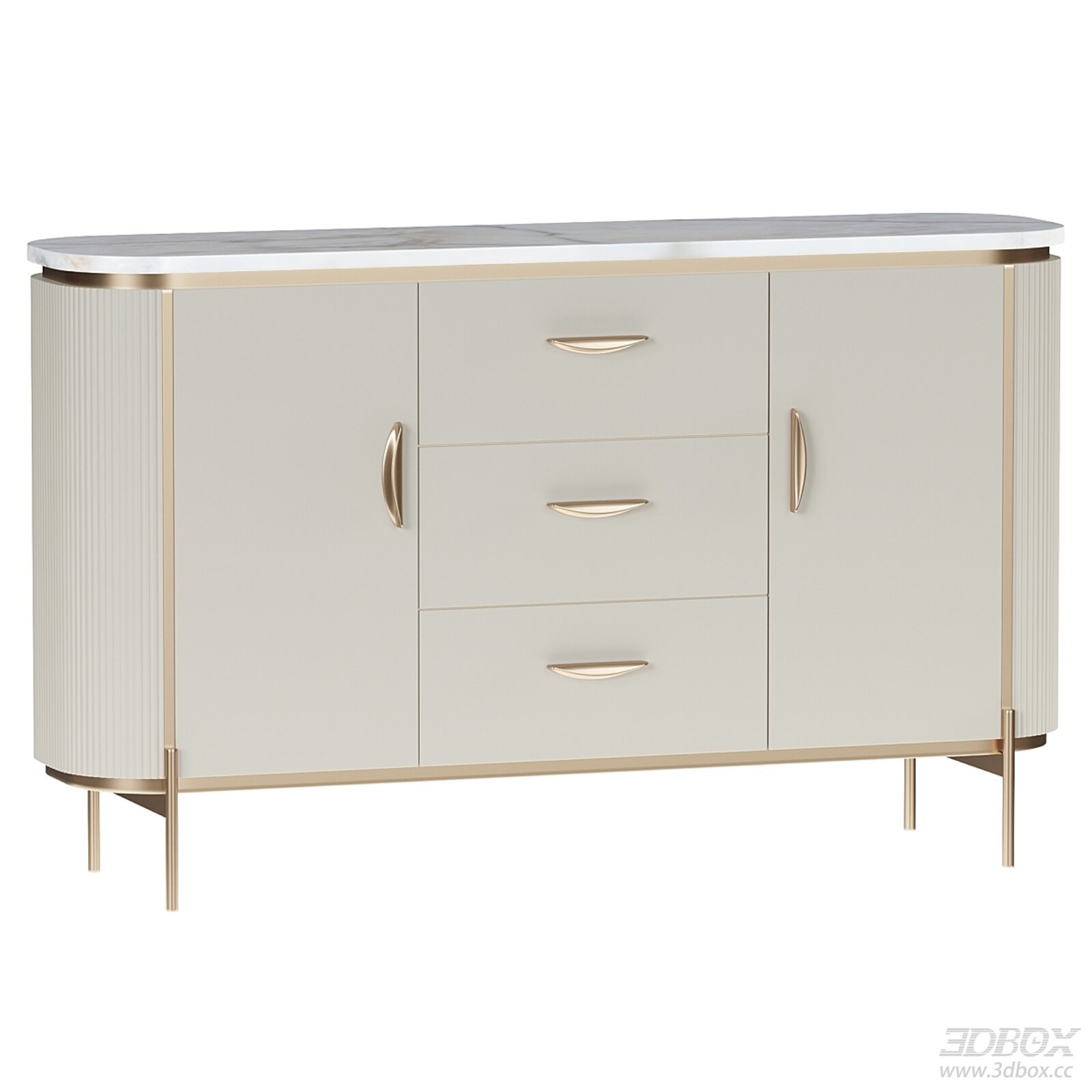 Luxury Marble Top Sideboard with Gold Handles