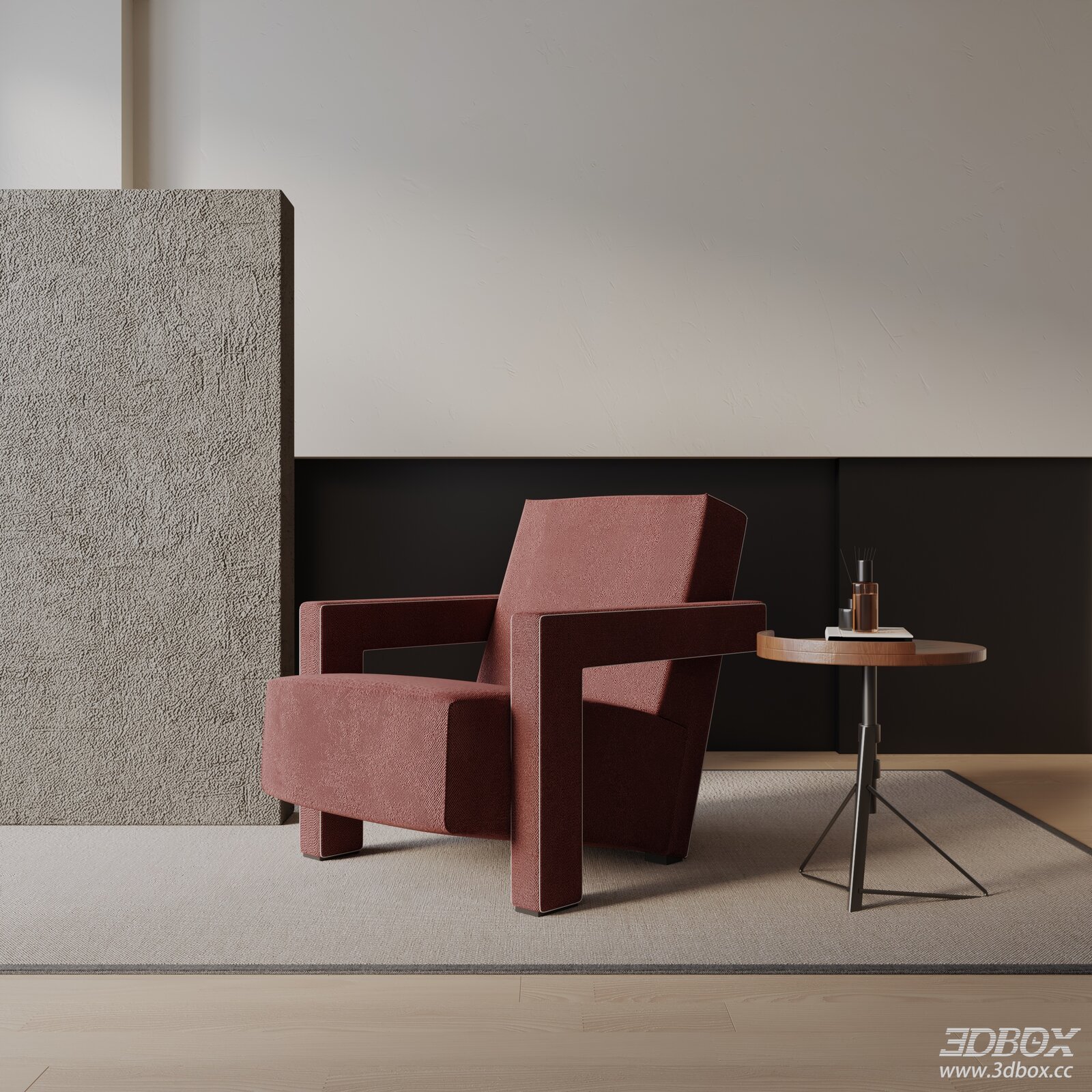 Modern Minimalist Fabric Upholstered Armchair