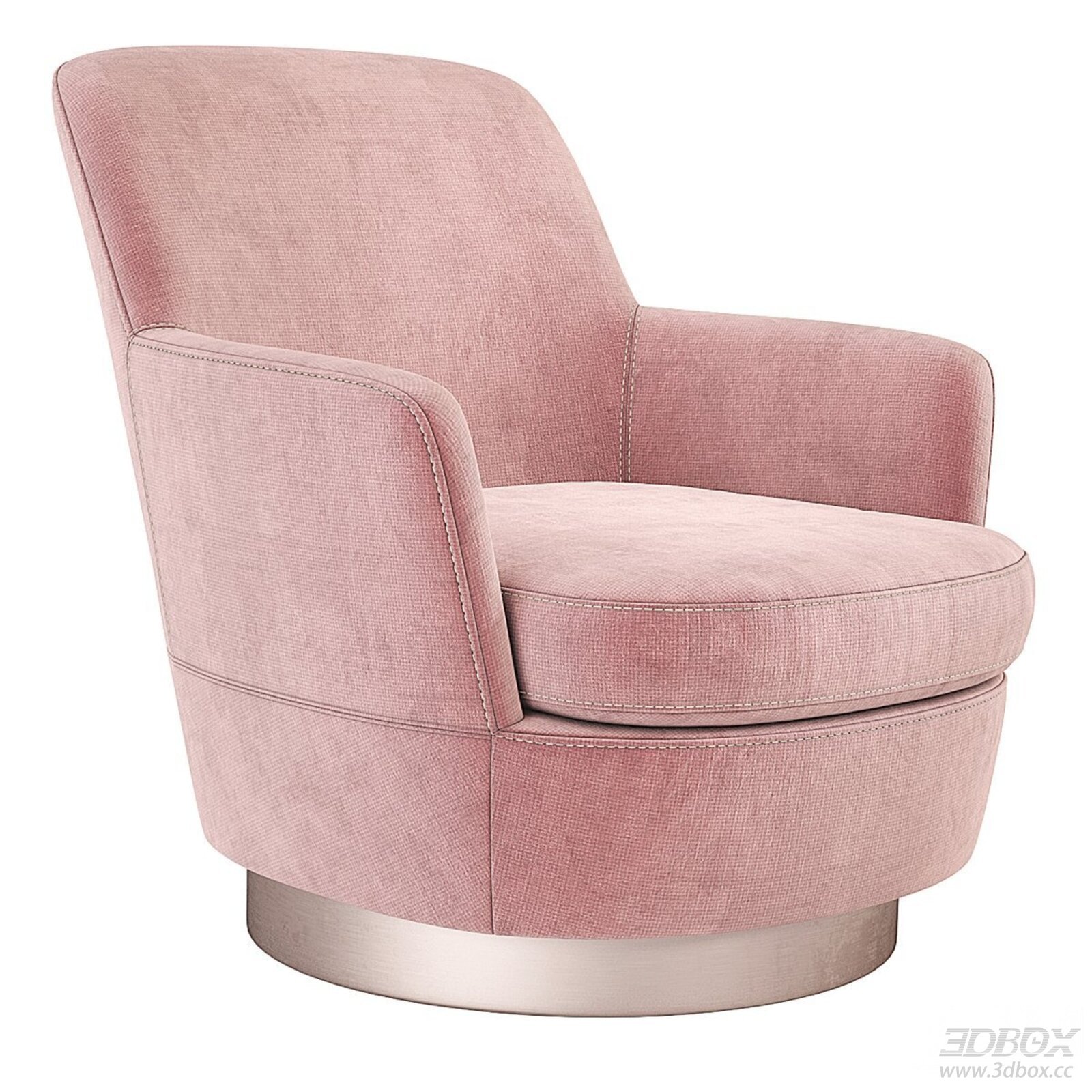 Pink Fabric Swivel Single Sofa Armchair
