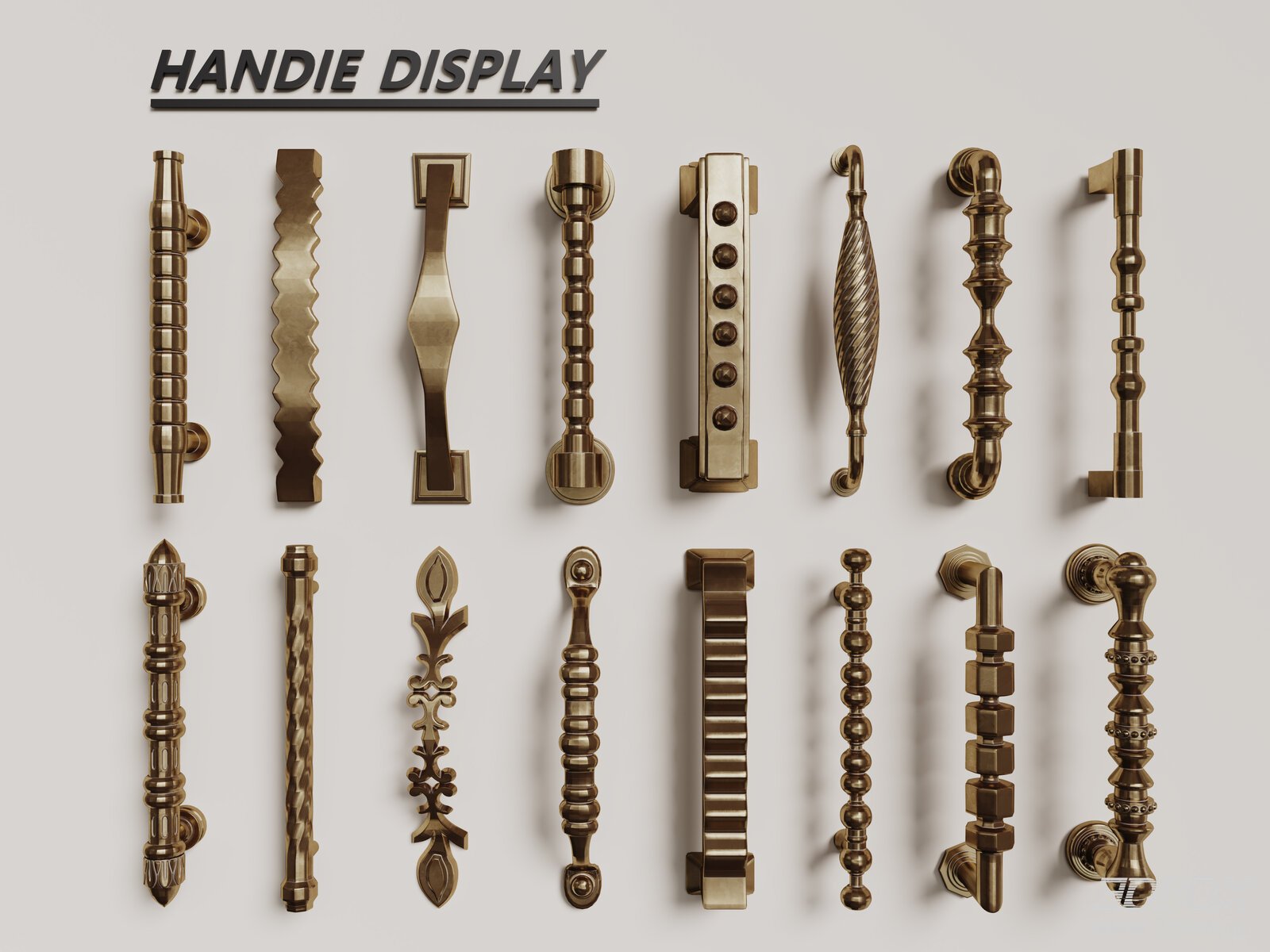 Vintage French Style Brass Door & Cabinet Handles Set