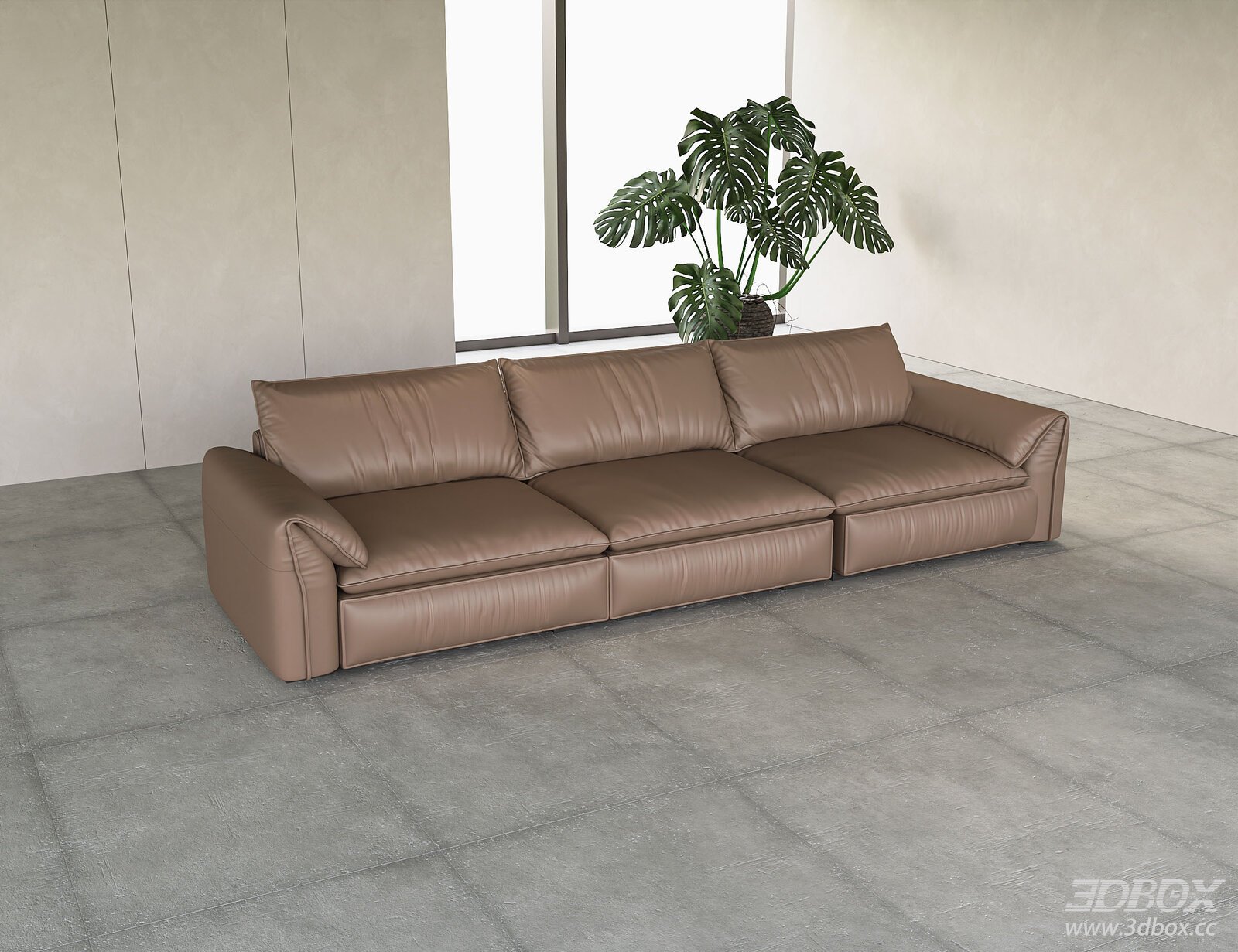 Modern Brown Leather Modular Sofa Set