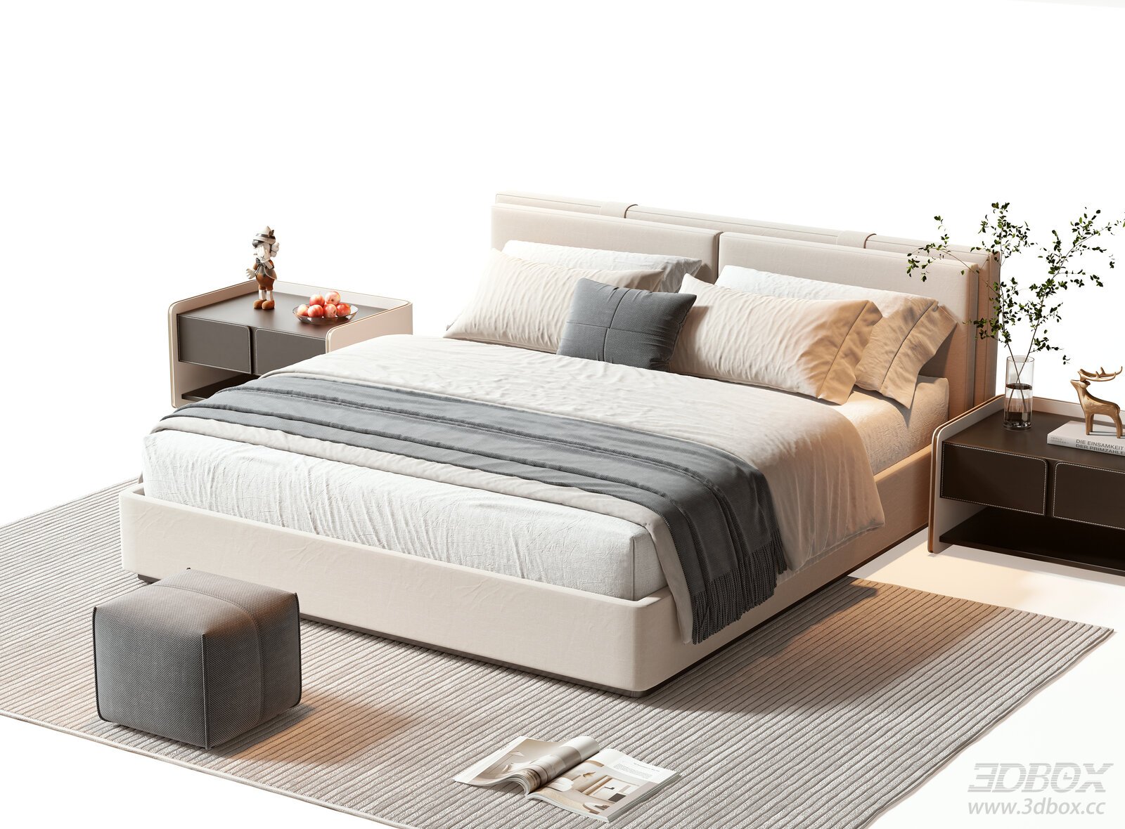 Modern Minotti Style Double Bed Bedroom Set
