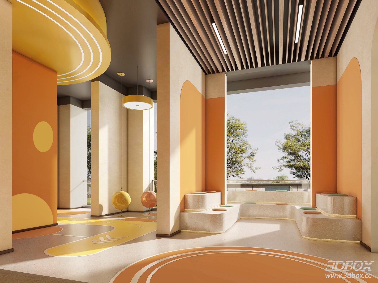 Modern Colorful Kids Playroom Entertainment Space