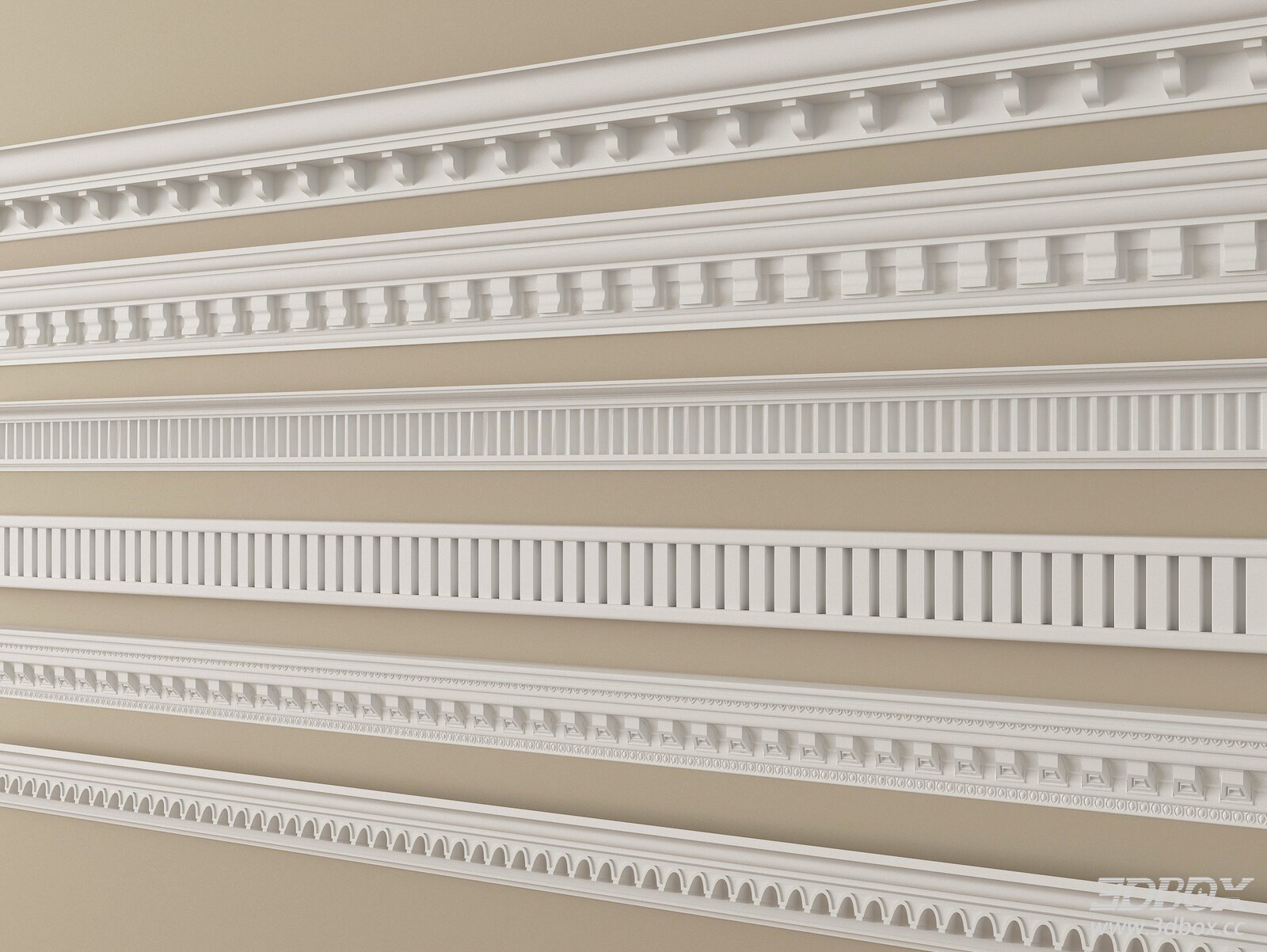 Neoclassical Decorative Gypsum Plaster Cornice Molding Set
