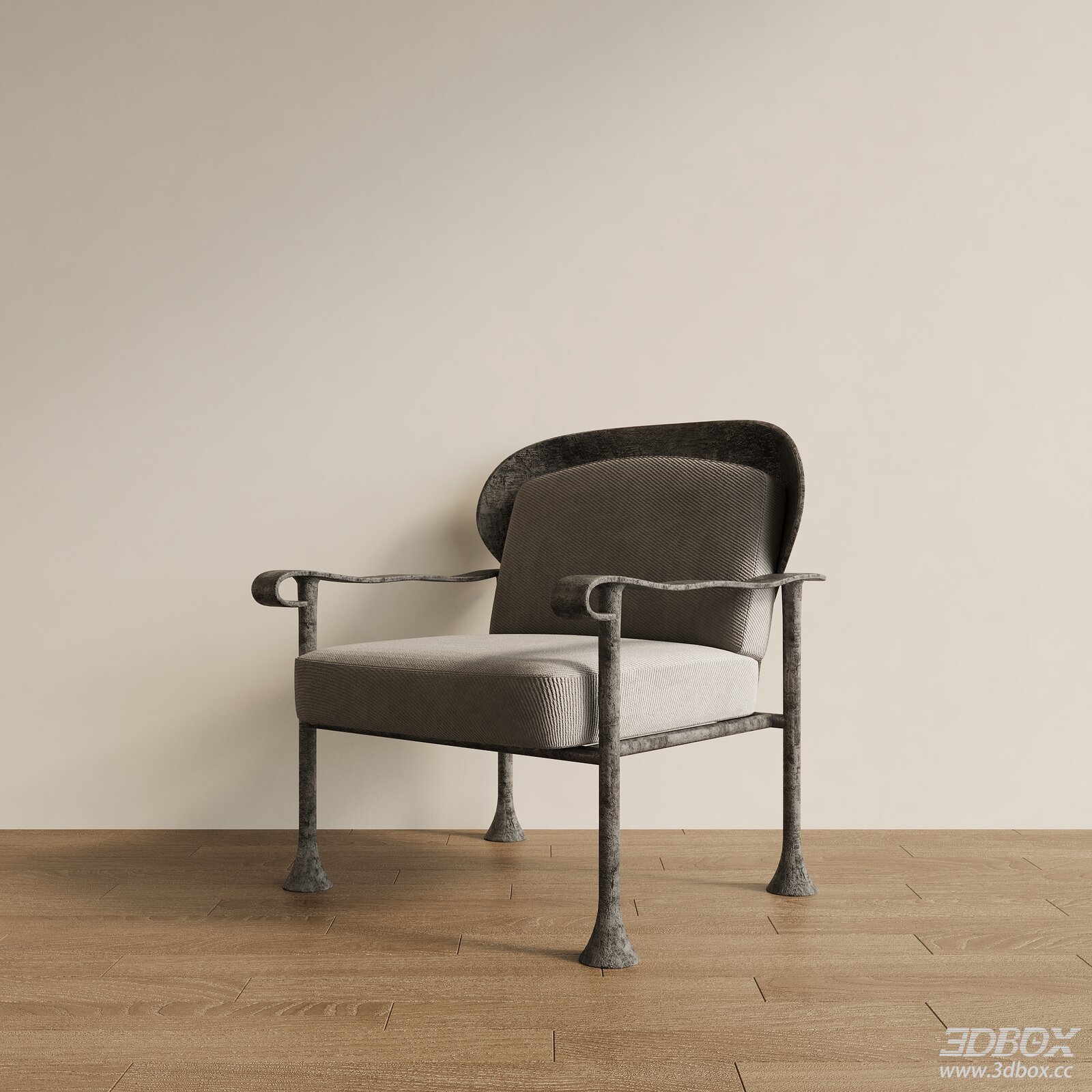 Modern Wabi Sabi Fabric Upholstered Armchair