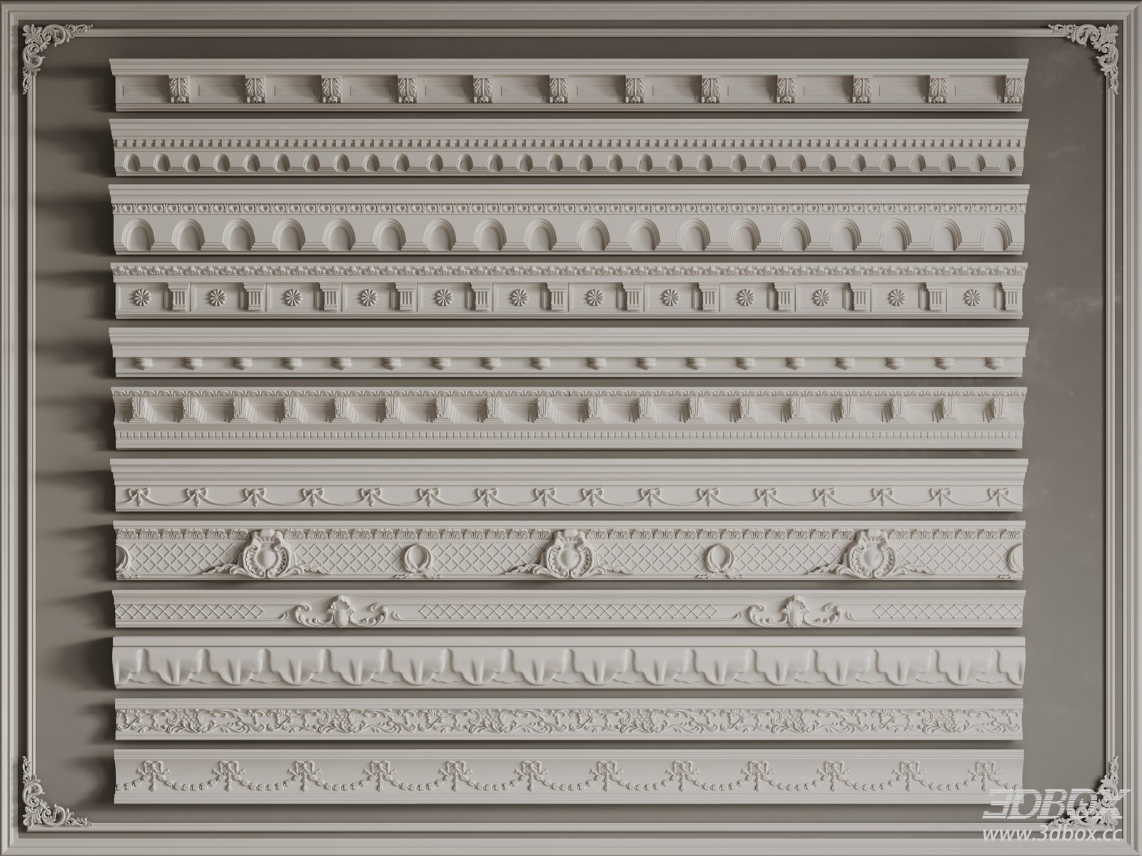 French Style Decorative Plaster Cornice Molding Set