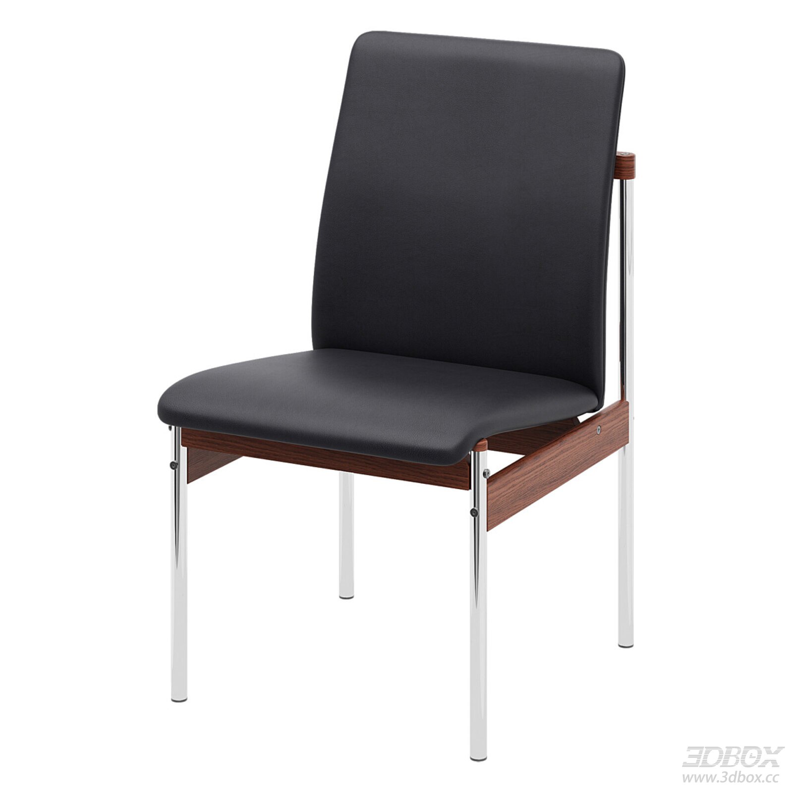 Modern Nordic Minimalist Leather Upholstered Dining Chair with Metal Legs