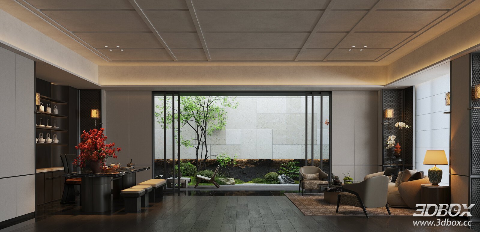 Modern New Chinese Style Tea Room Lounge Interior