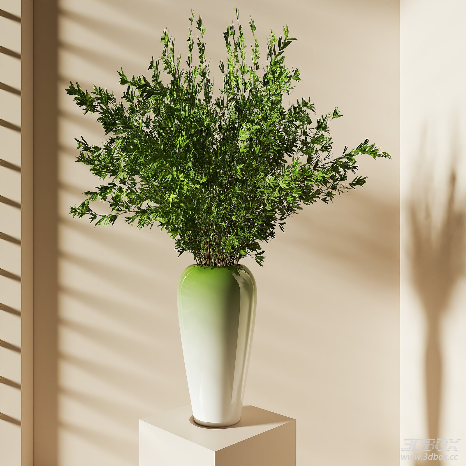 Lush Green Foliage Bouquet in Gradient Ceramic Vase