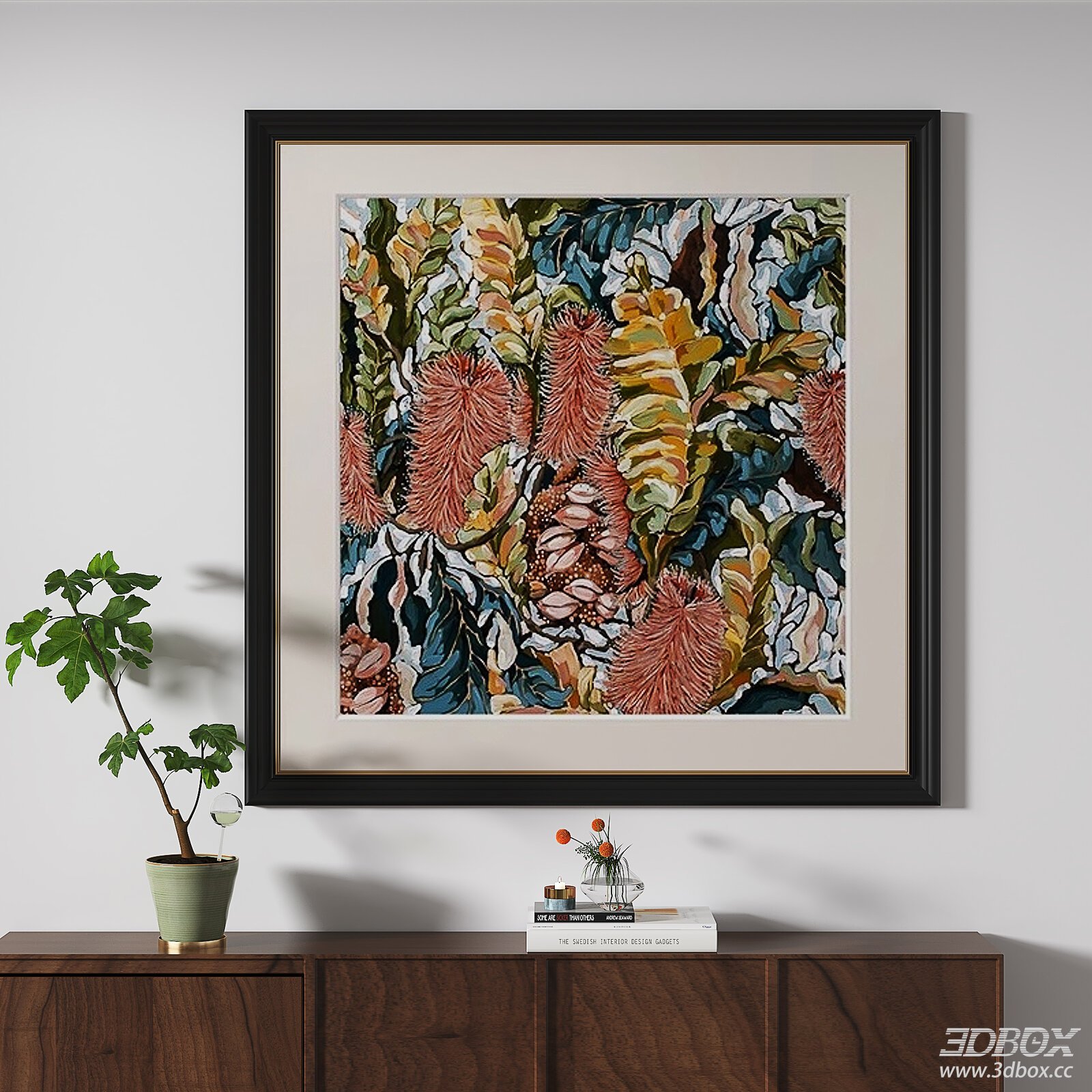 French Vintage Framed Floral Wall Art Painting