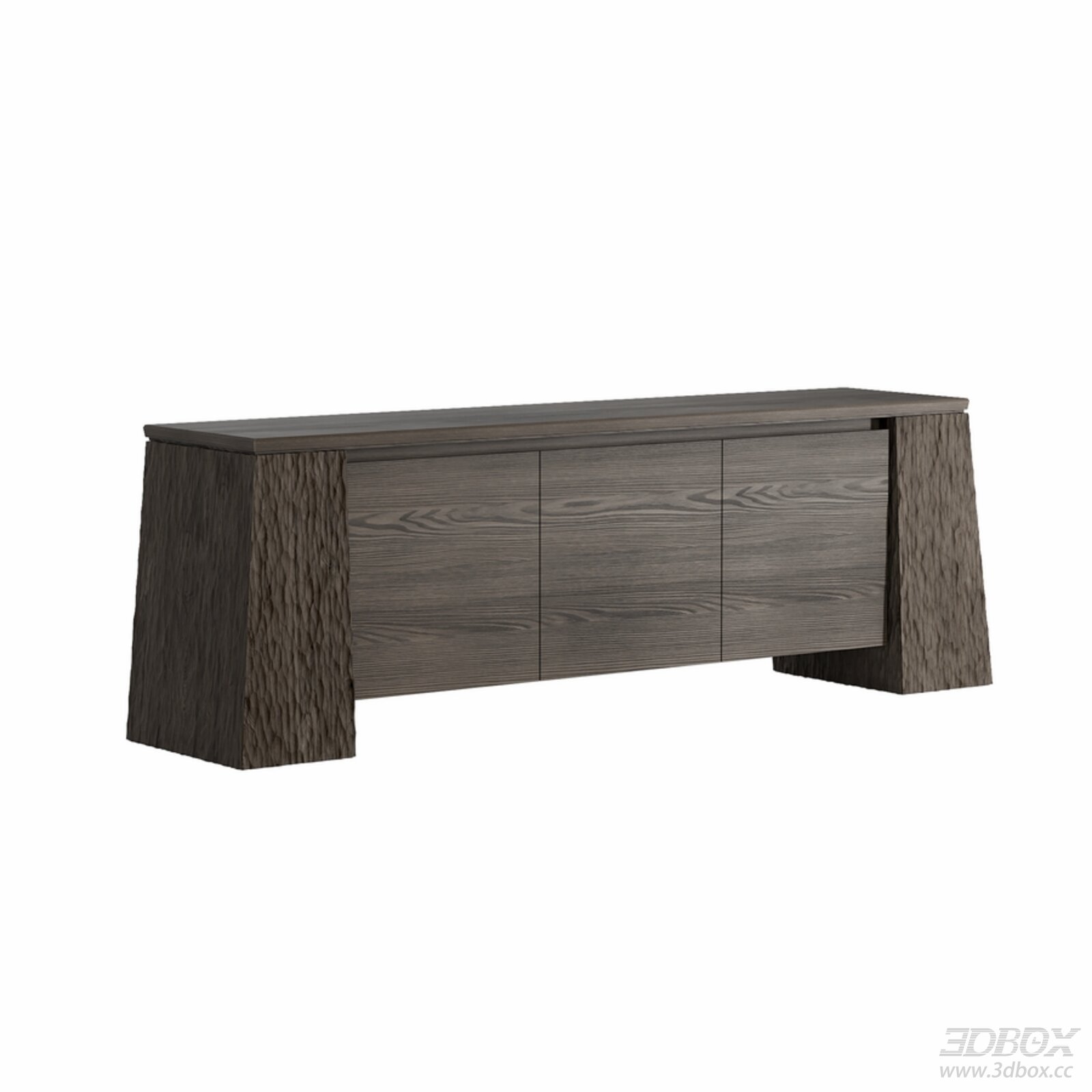 Dark Textured Wooden TV Stand Minimalist Cabinet