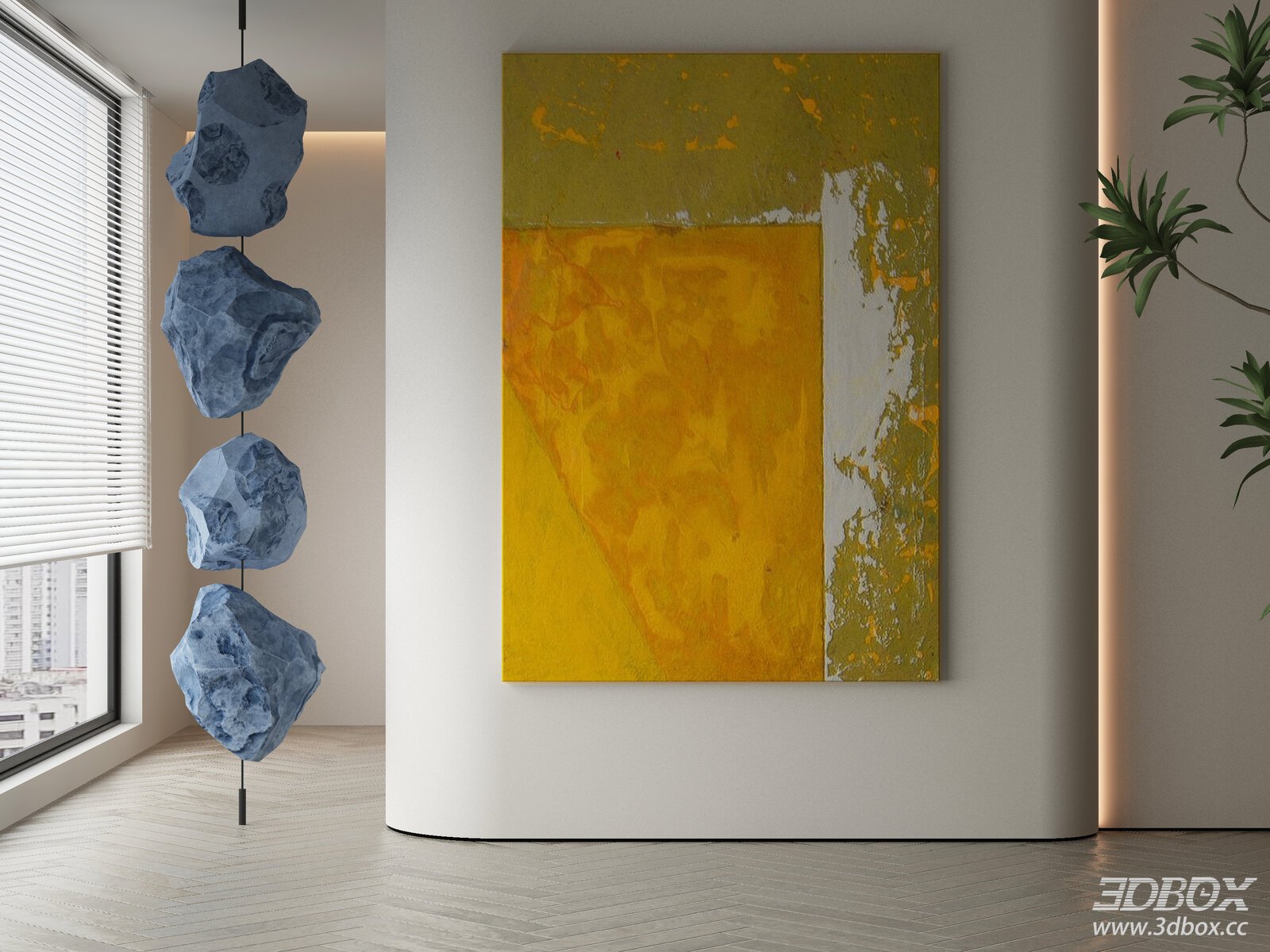 Modern Abstract Yellow Green Wall Art Painting