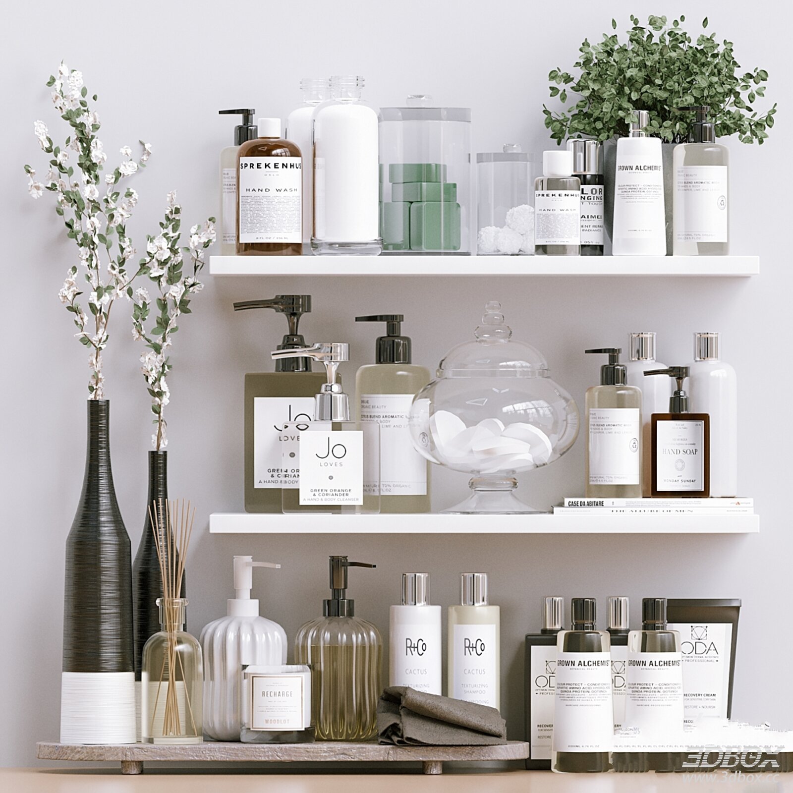 Modern Bathroom Accessories Set with Toiletries and Decor