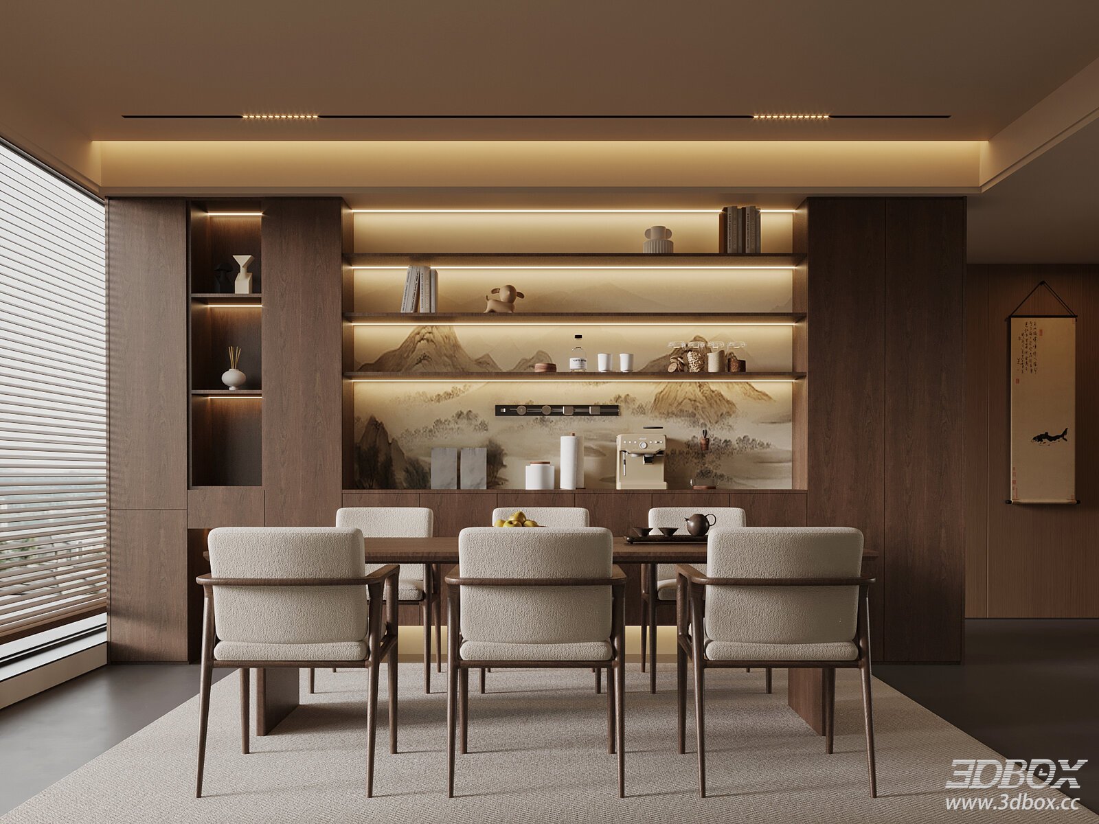 New Chinese Song Style Dining Room Interior Scene