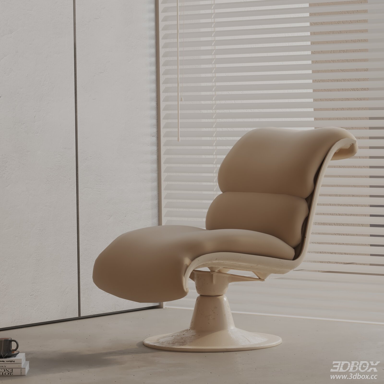 Modern Beige Swivel Lounge Armchair