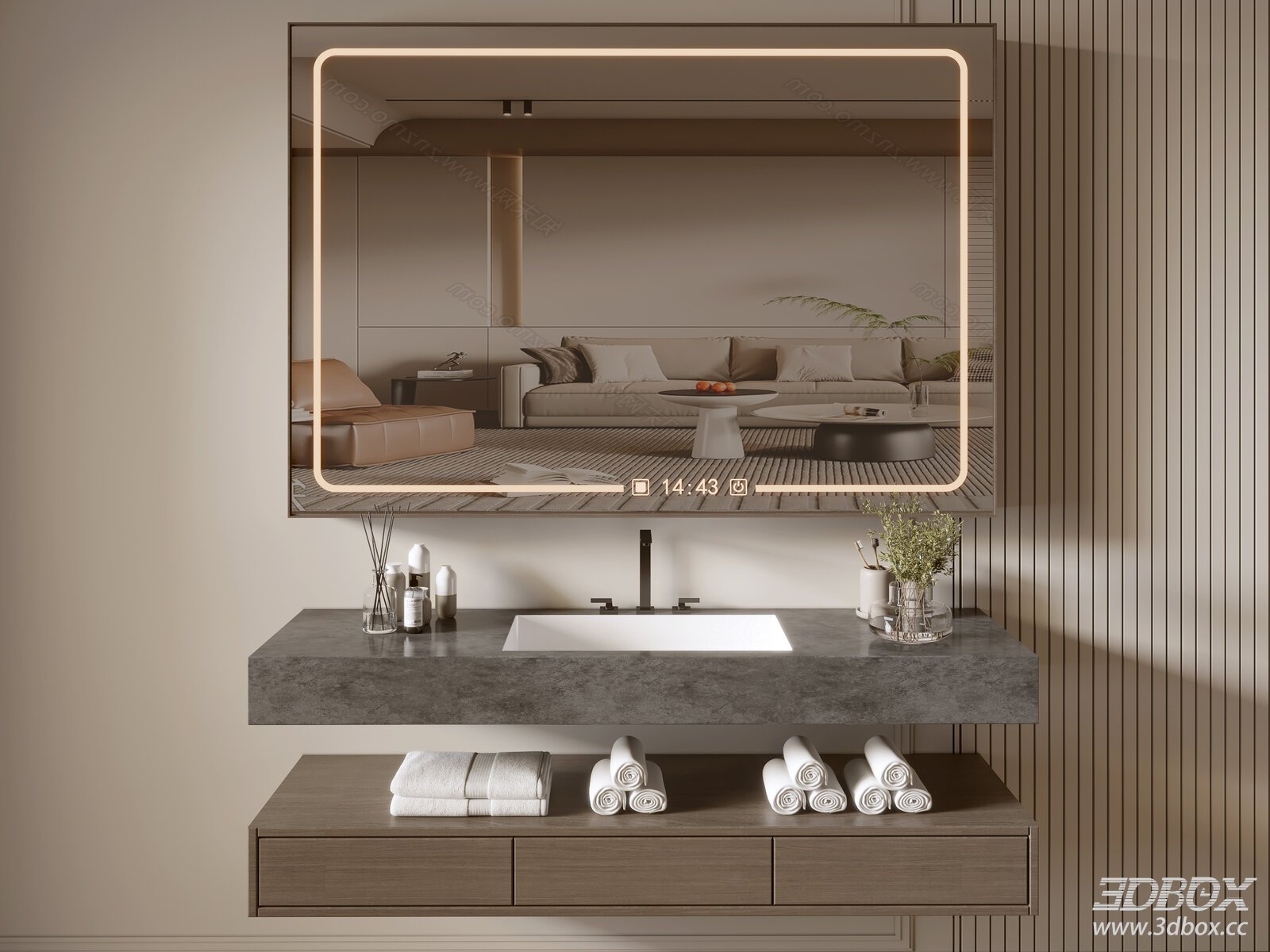 Modern Wall Mounted Bathroom Vanity with Backlit Mirror