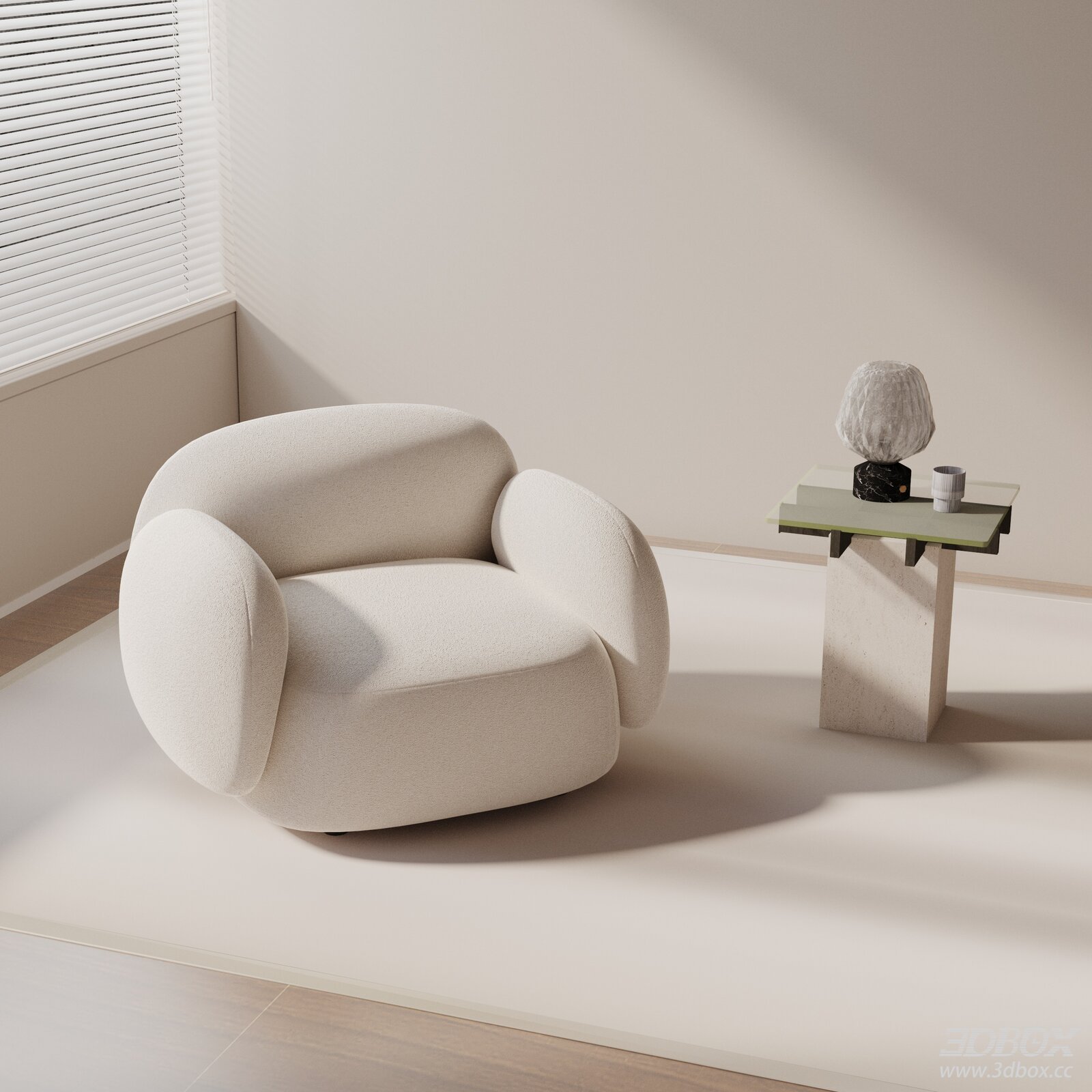 Modern Minimalist Boucle Fabric Armchair