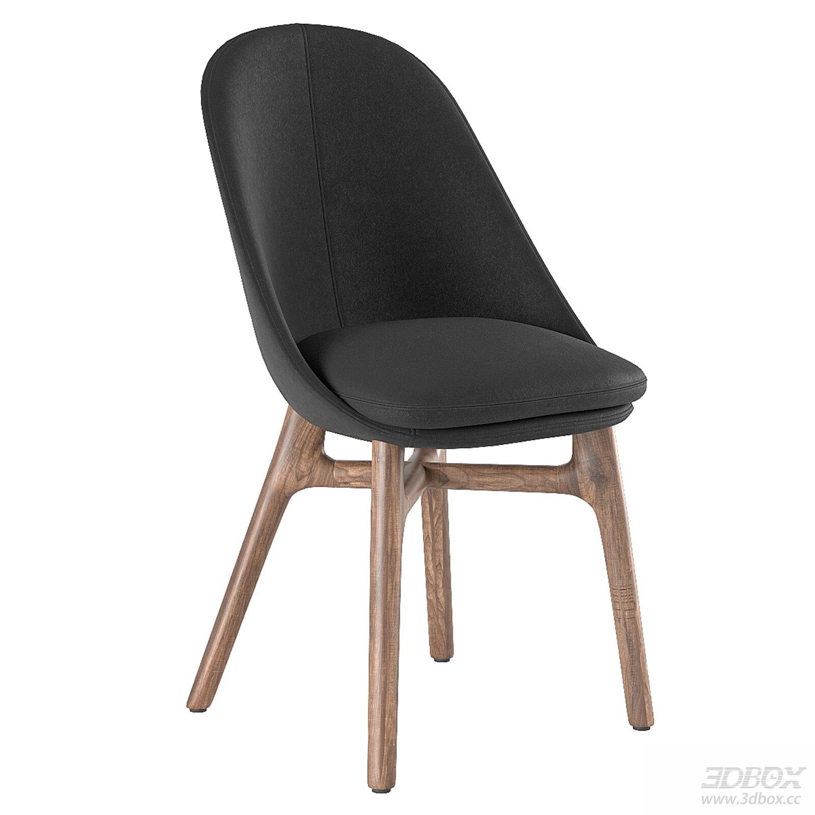 Modern Fabric Upholstered Walnut Dining Chair