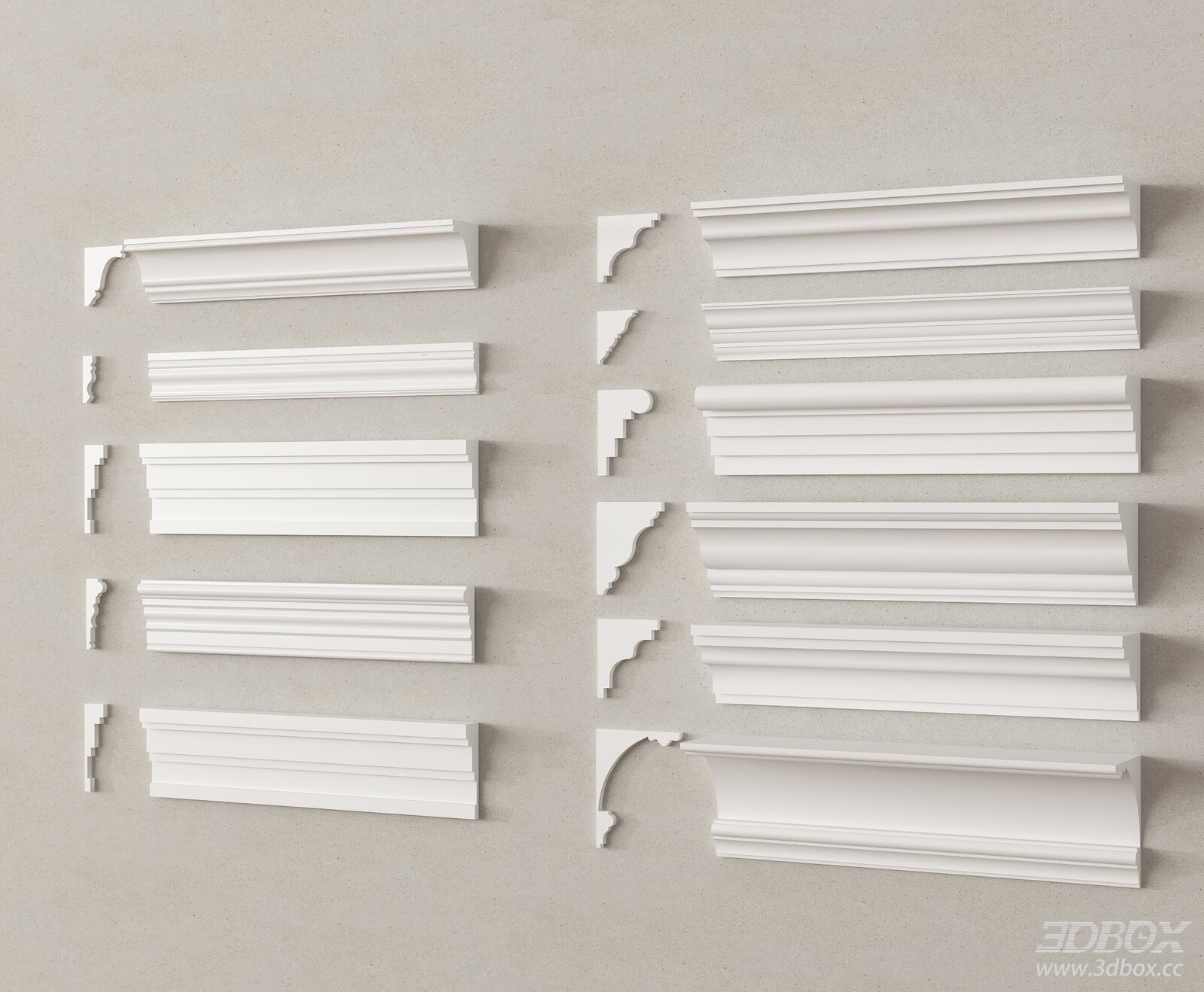 Modern Plaster Molding Skirting Cornice Trim Set