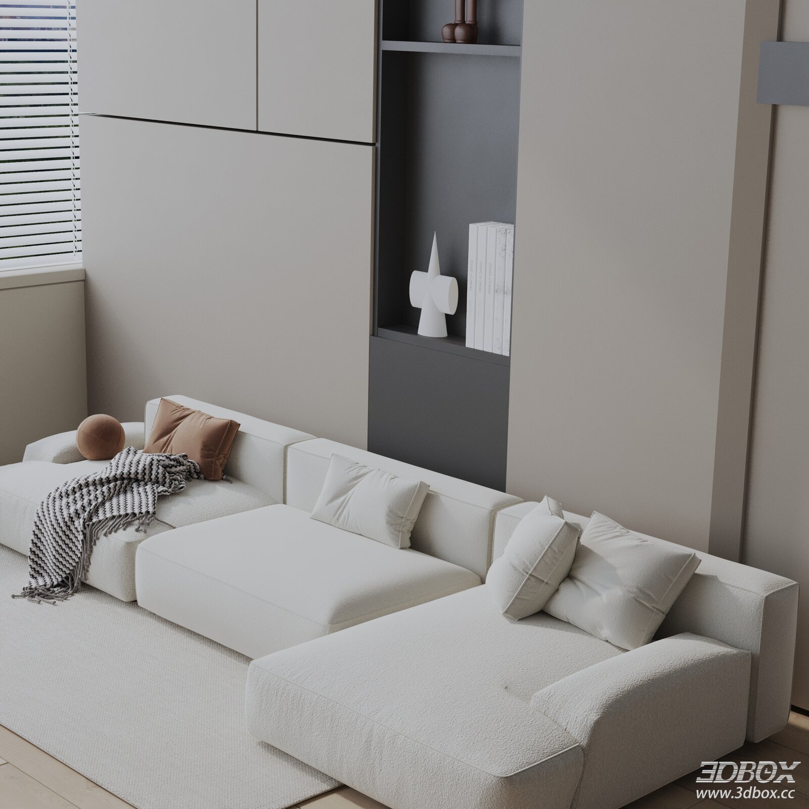 Modern Minimalist Fabric Sectional Sofa Set