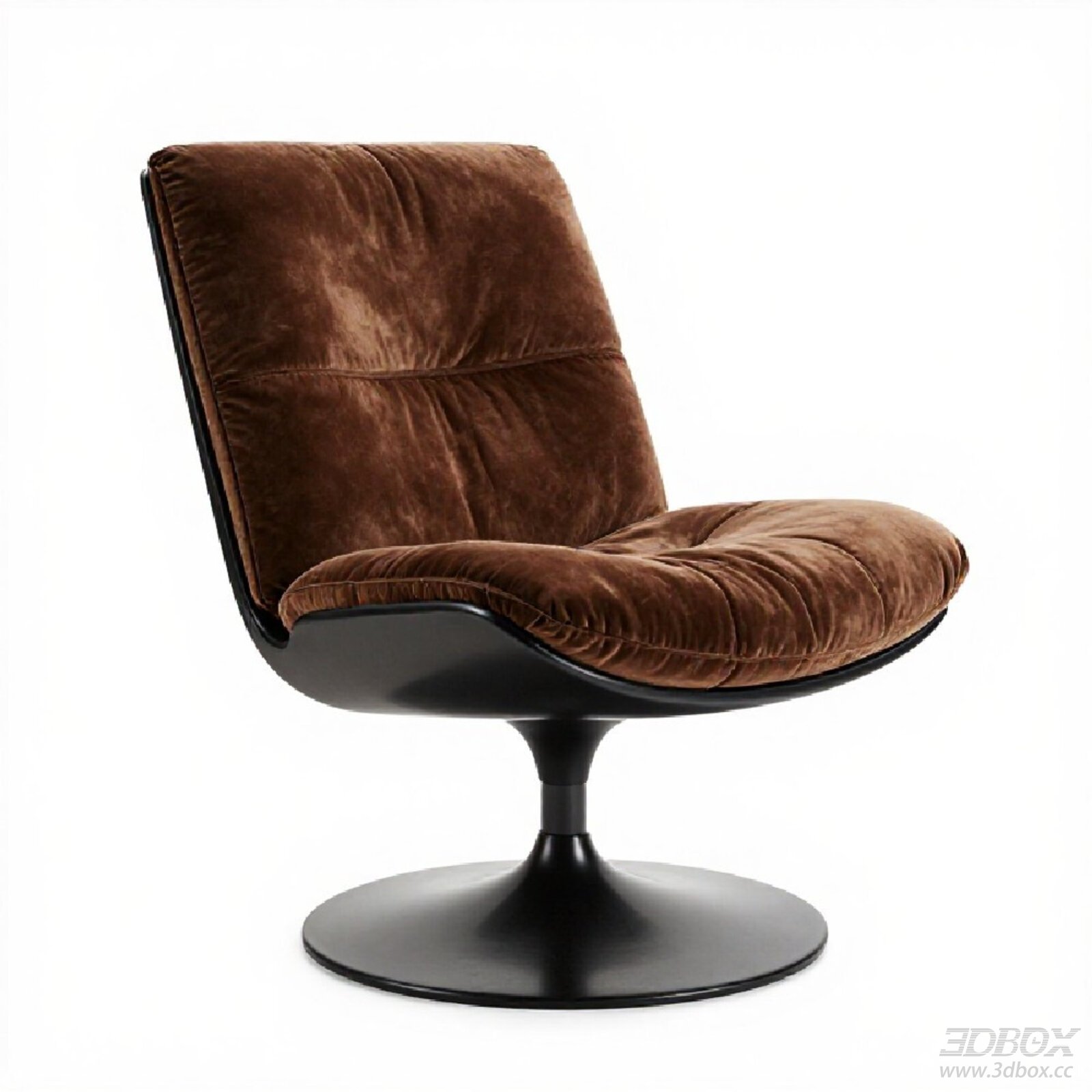Modern Brown Velvet Swivel Armchair