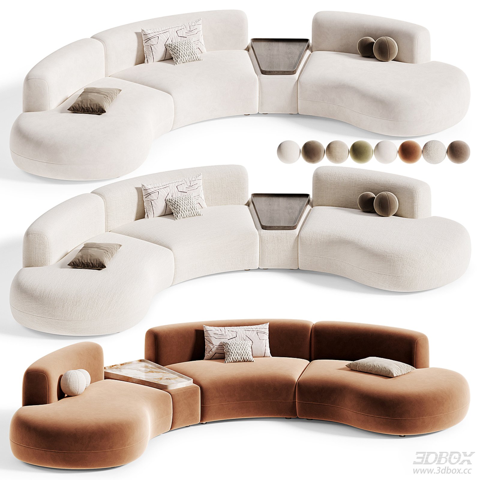 Curved Modular Luxury Sofa Set with Side Table