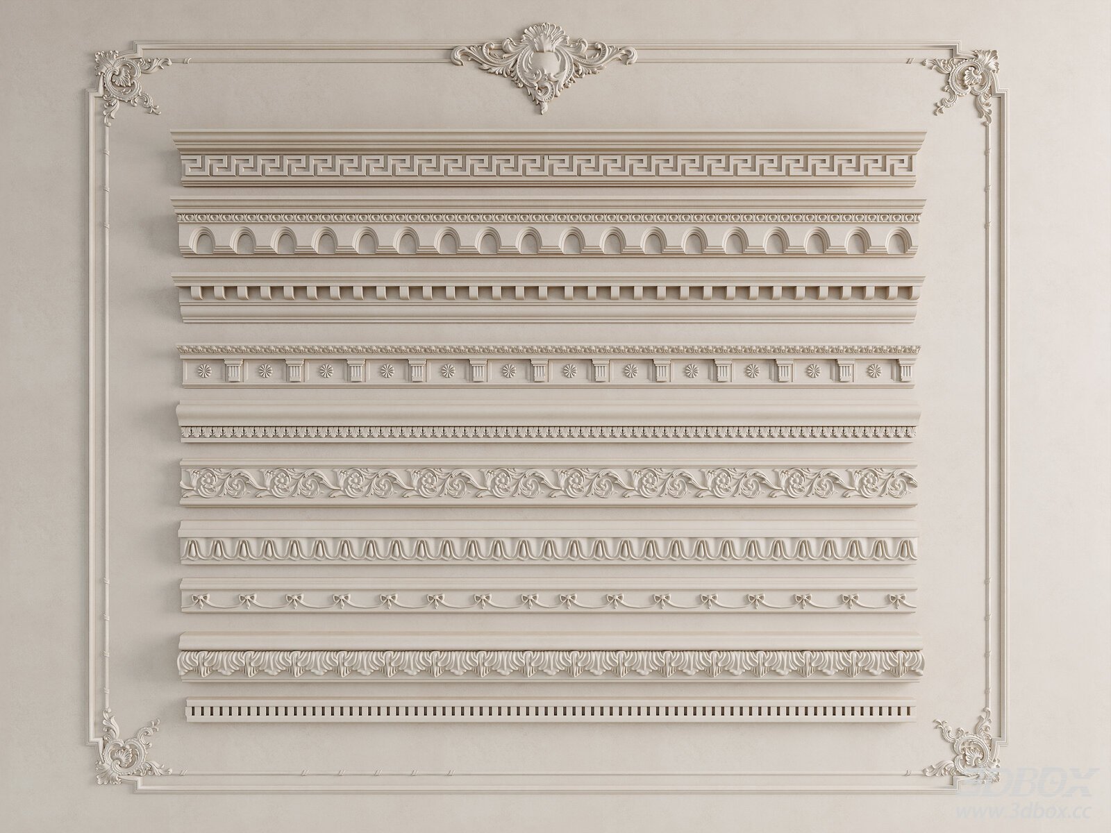 Classic Decorative Plaster Molding Cornice Set