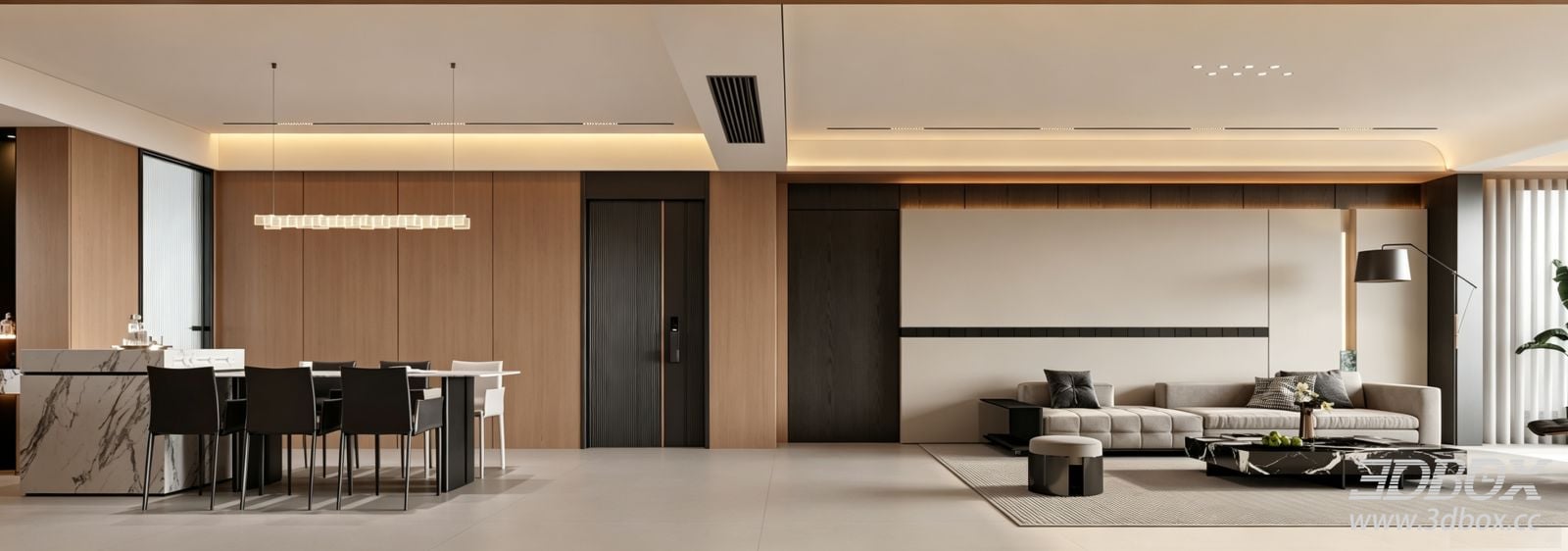 Modern Italian Style Living and Dining Room Interior
