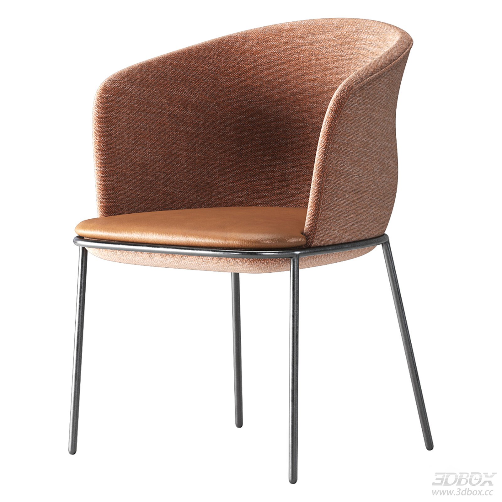 Modern Fabric Leather Upholstered Dining Chair Metal Legs
