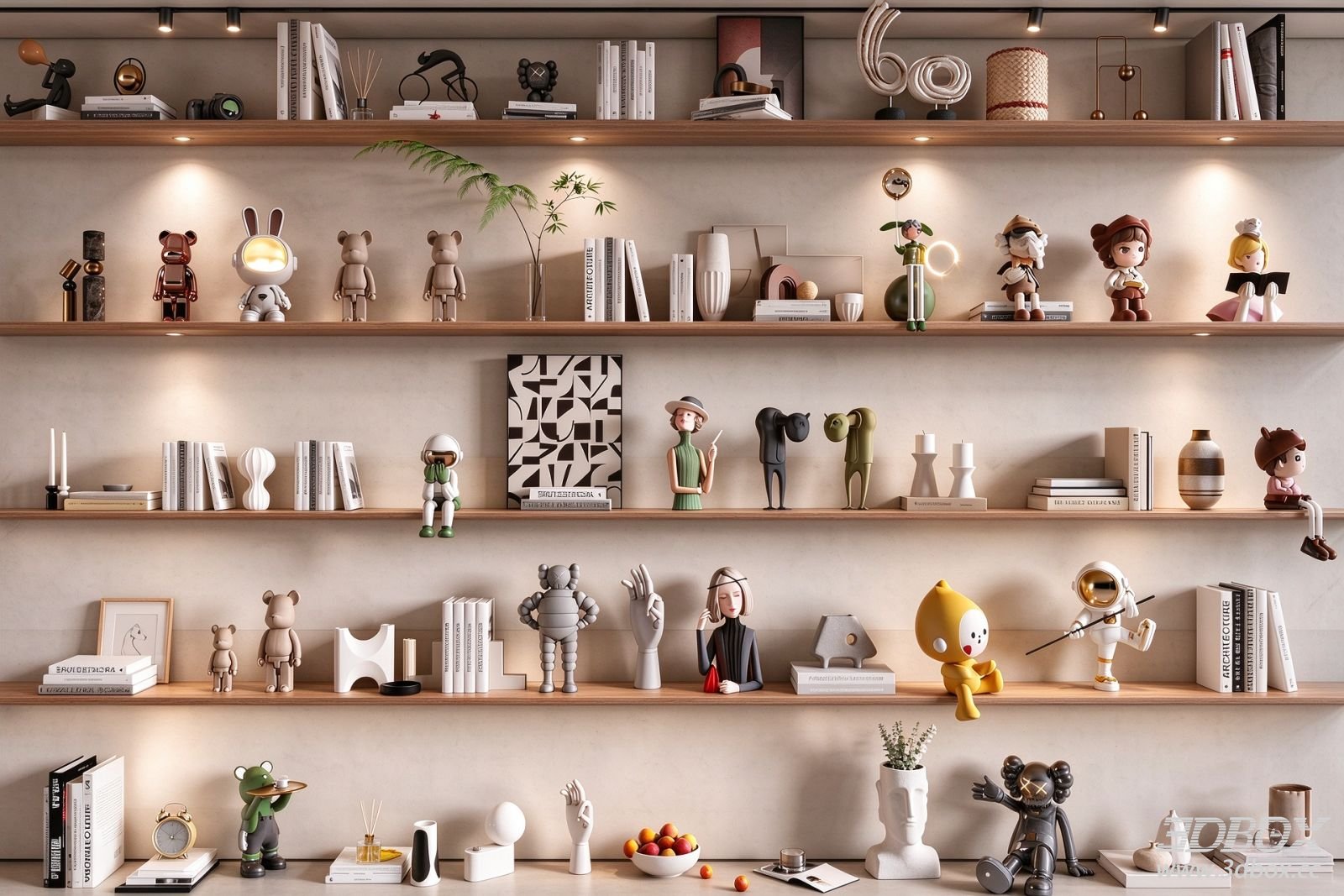 Modern Decorative Ornament Set with Figurines and Books