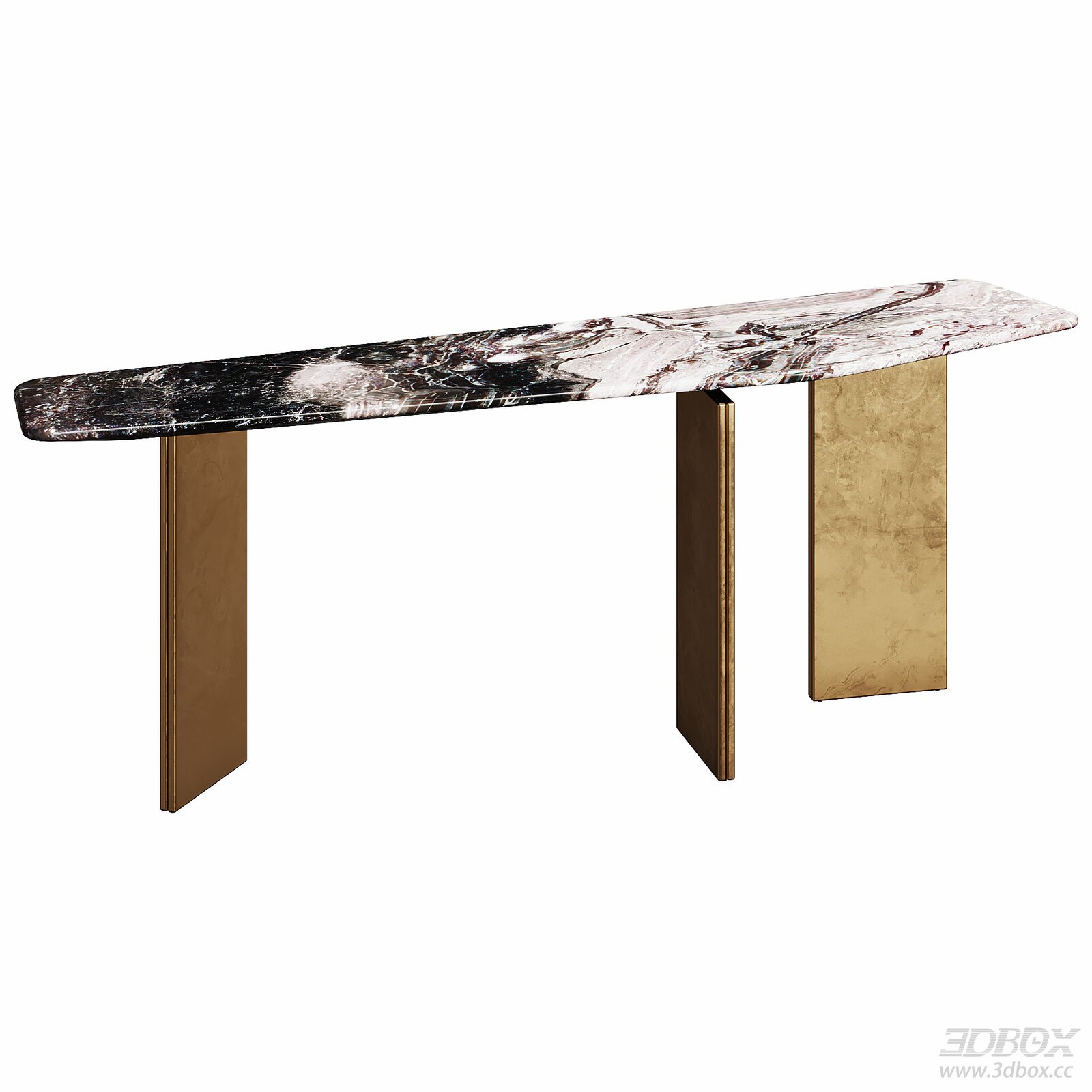 Modern Marble Top Brass Base Console Table