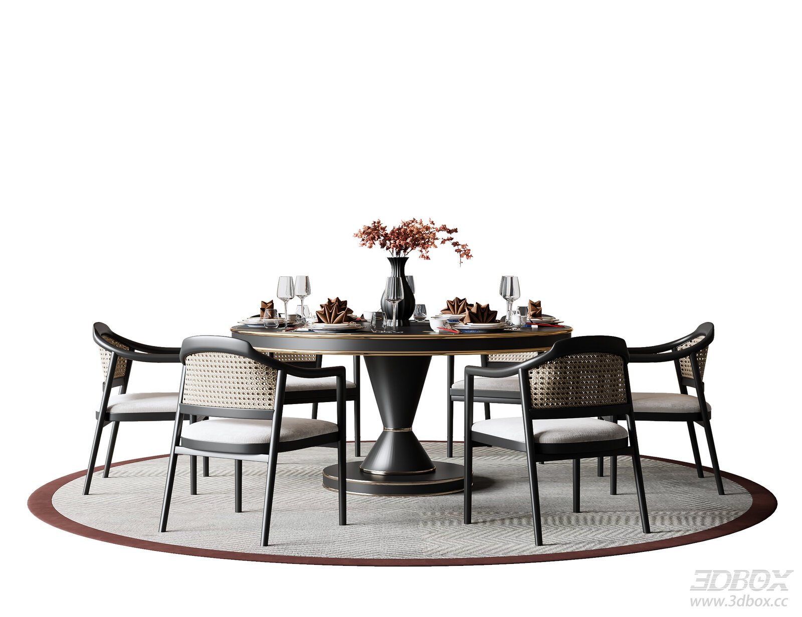 New Chinese Style Round Dining Table and Chairs Set