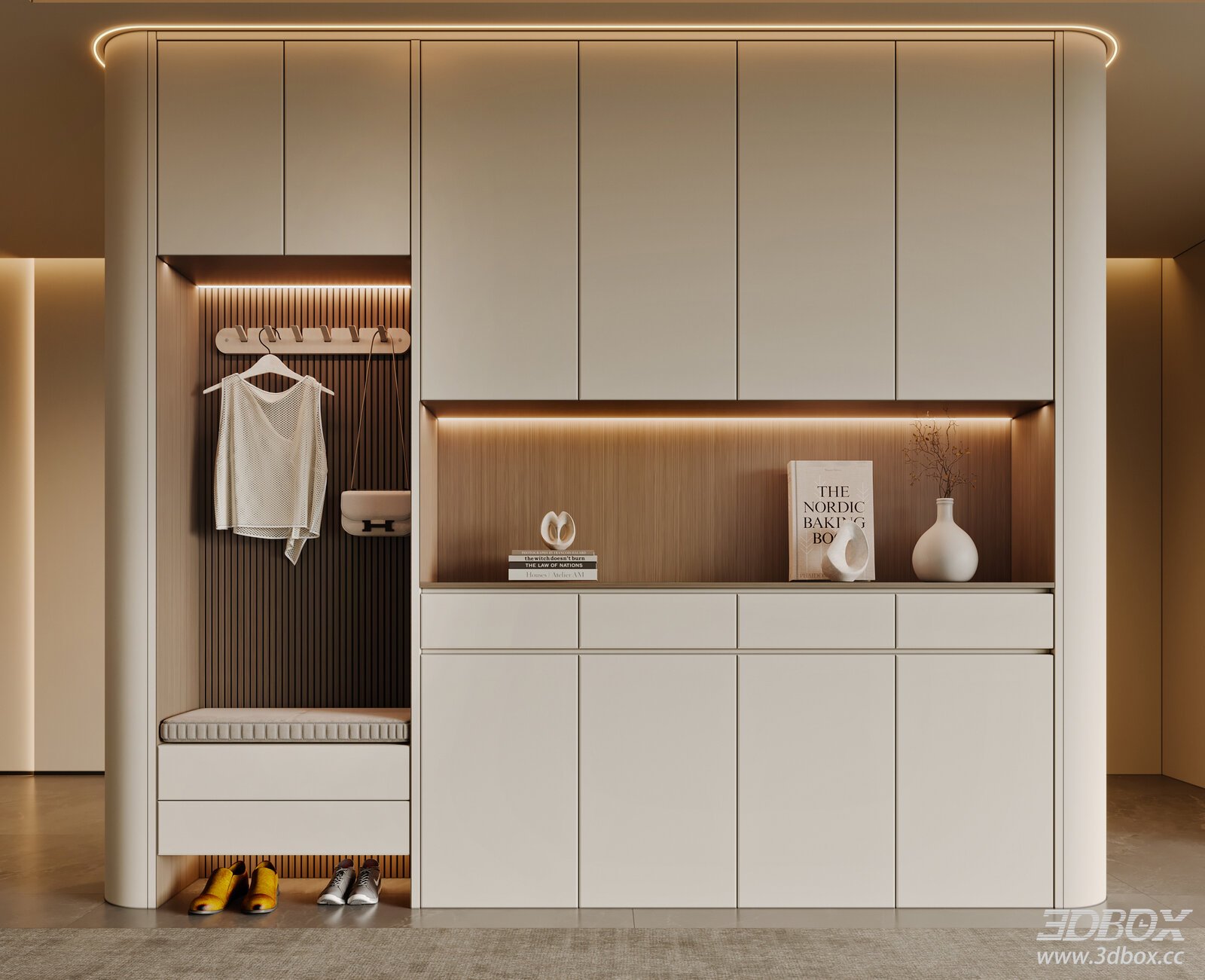 Modern Minimalist Hallway Shoe Storage Cabinet