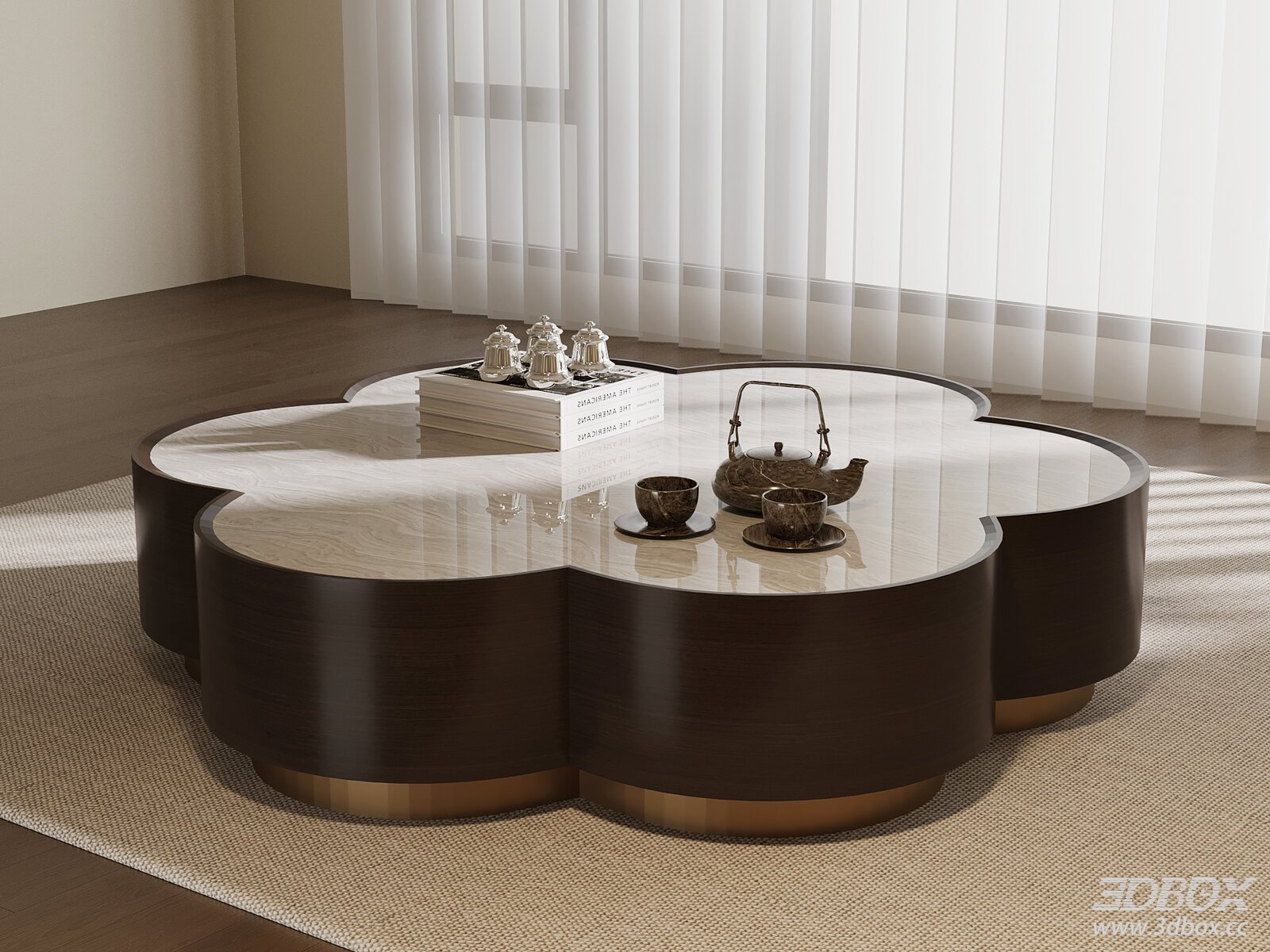 New Chinese Style Marble Top Flower Shaped Coffee Table