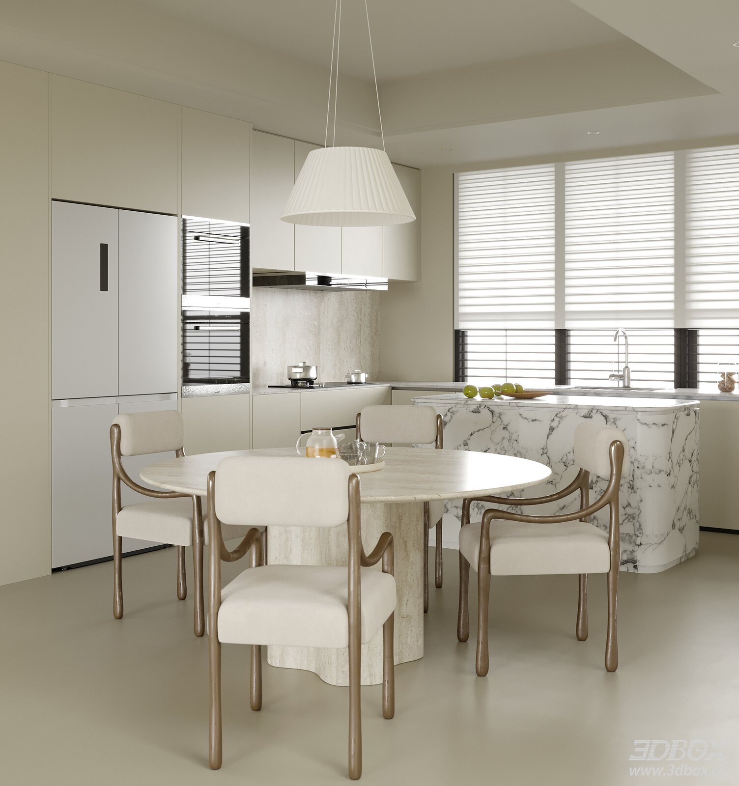 Modern Minimalist Kitchen and Dining Room Set