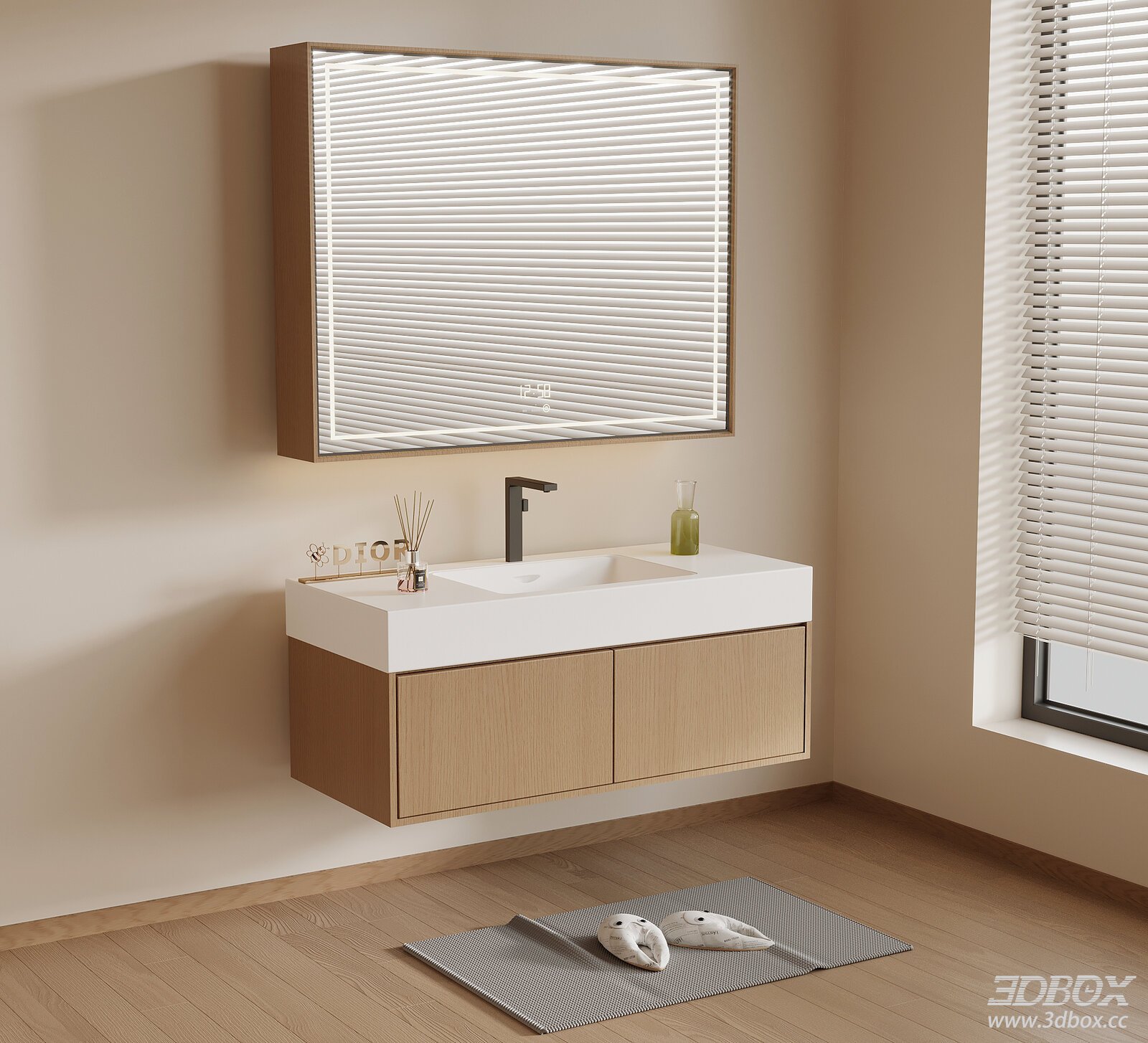 Modern Minimalist Wall Mounted Bathroom Vanity with Smart LED Mirror