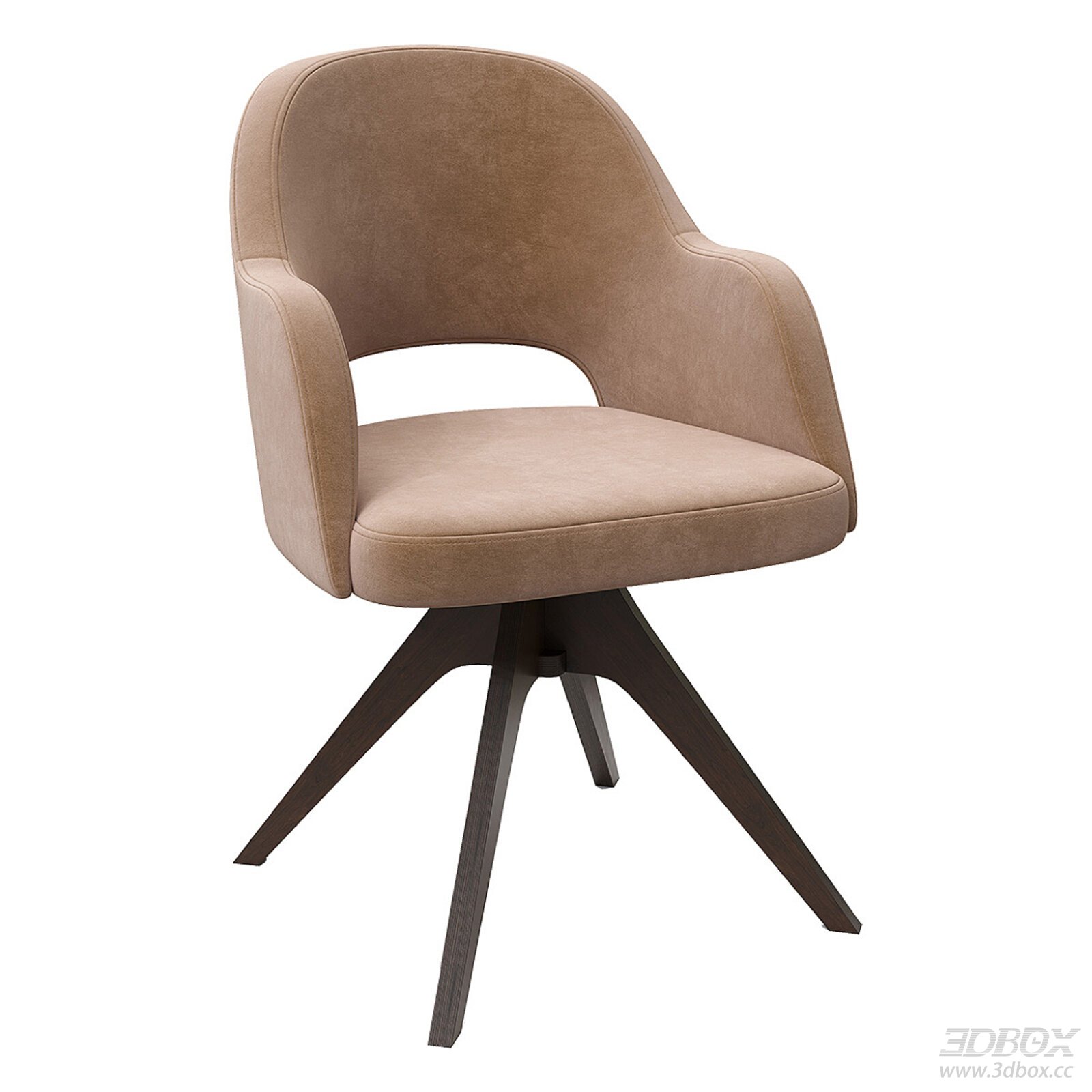 Nordic Minimalist Beige Suede Swivel Armchair